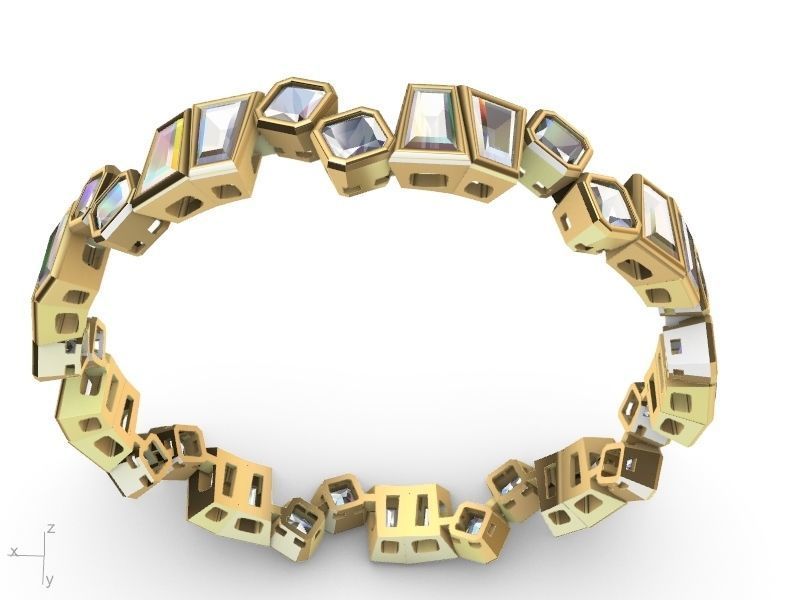 radiant tapered baguette eternity ring stl verified  3D print model_4