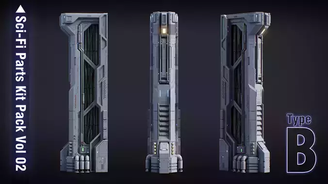 Sci-Fi Parts Kit Pack Vol 02 B-PBR Low-poly 3D model Sci-Fi Parts Kit Pack Vol 02 B-PBR Low-poly 3D model