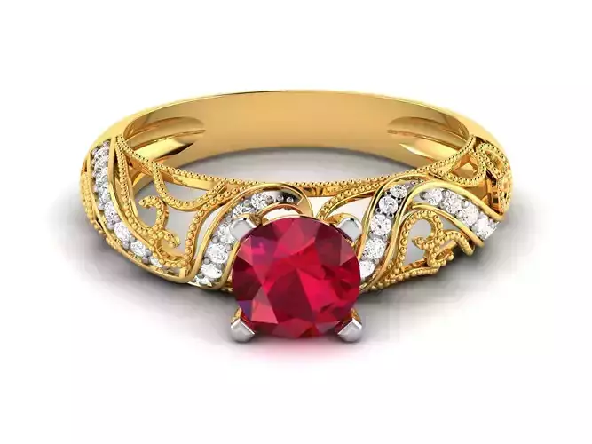 Women Solitaire Ring 3dm stl Render Detail