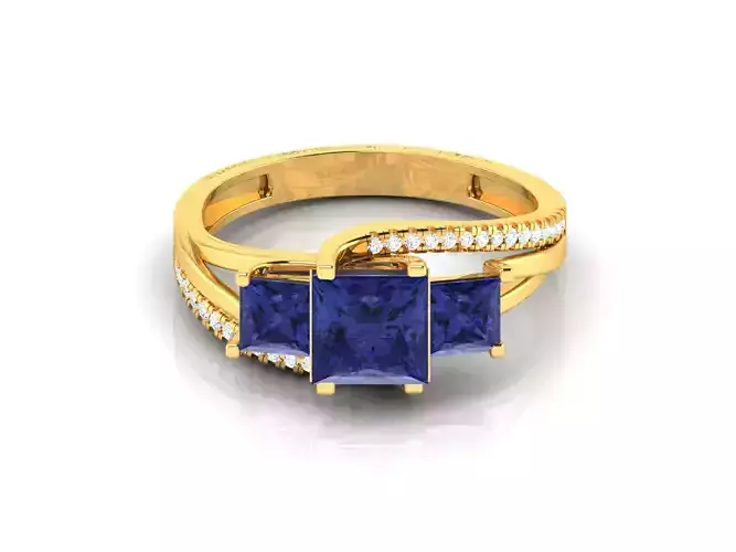 Women Solitaire Princess Ring 3dm stl Render Detail