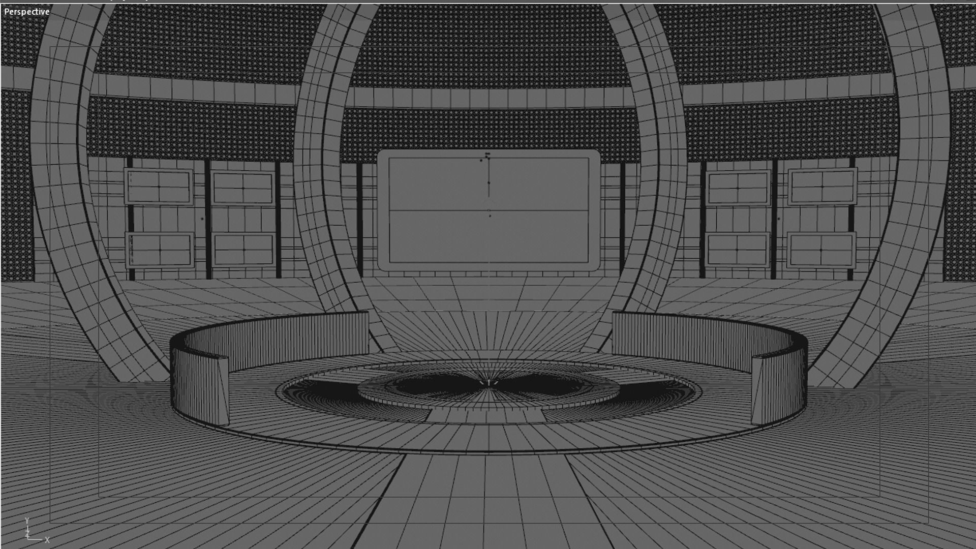 Virtual set tv studio with lights and woman 3D model_7