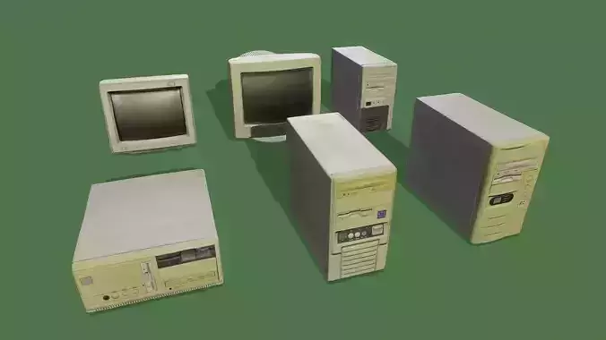 3D Scan Old Computers Pack Low-poly 3D model