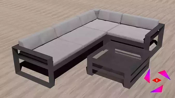 Sofa and coffee table for the terrace