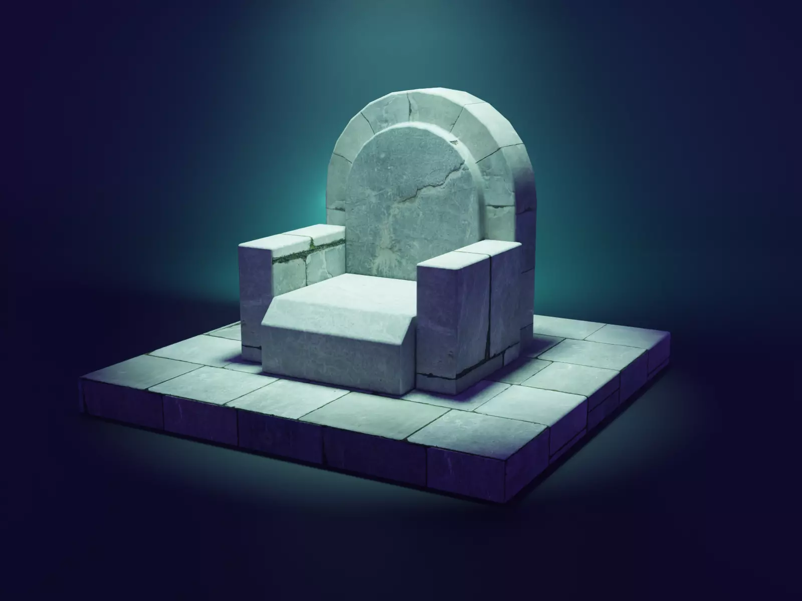 Throne 3d Low-poly 3D model_0