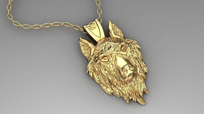 wolf pendant 3D print model