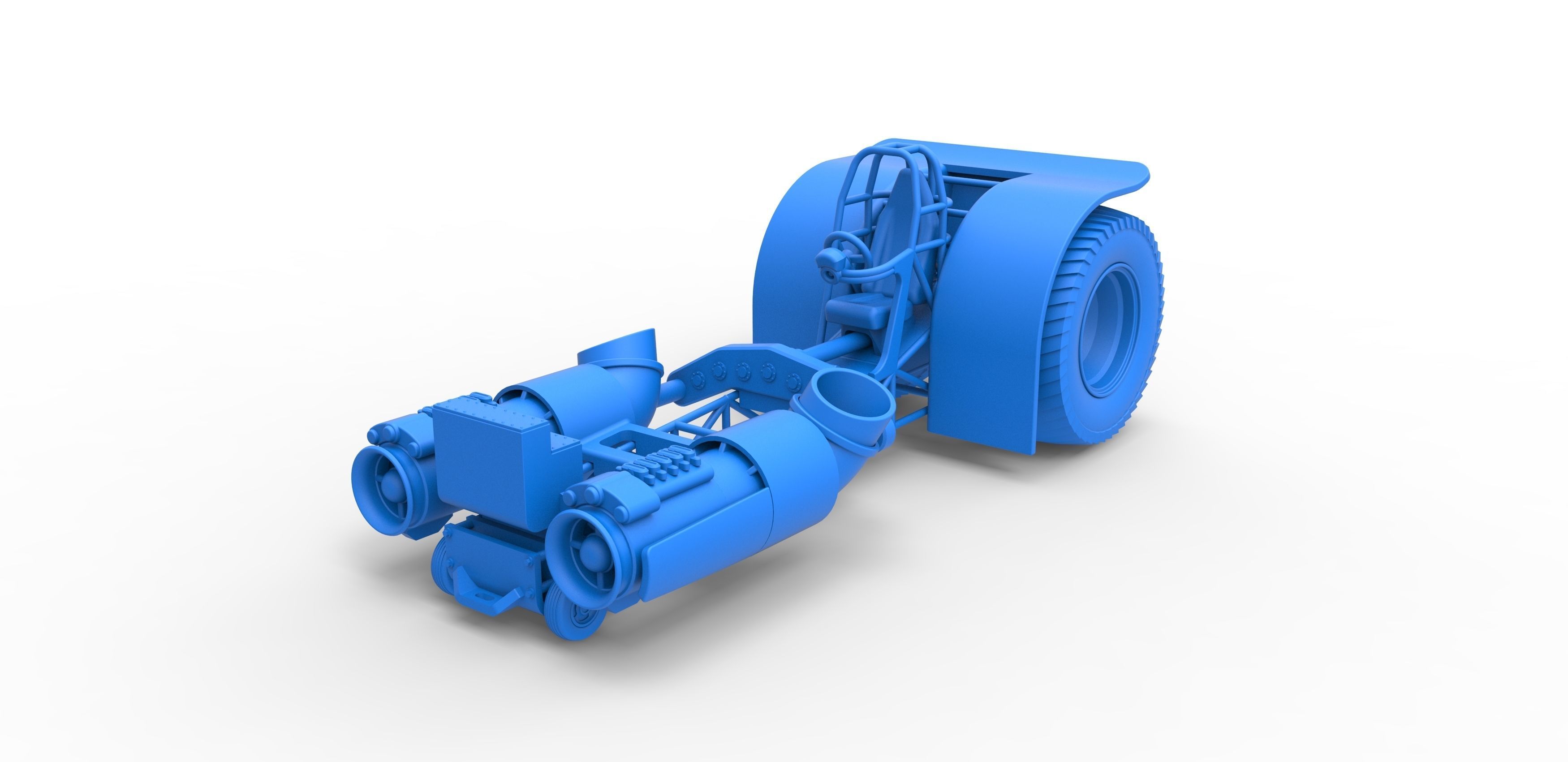 Pulling tractor with 2 jet engines Scale 1 to 25 3D print model_16