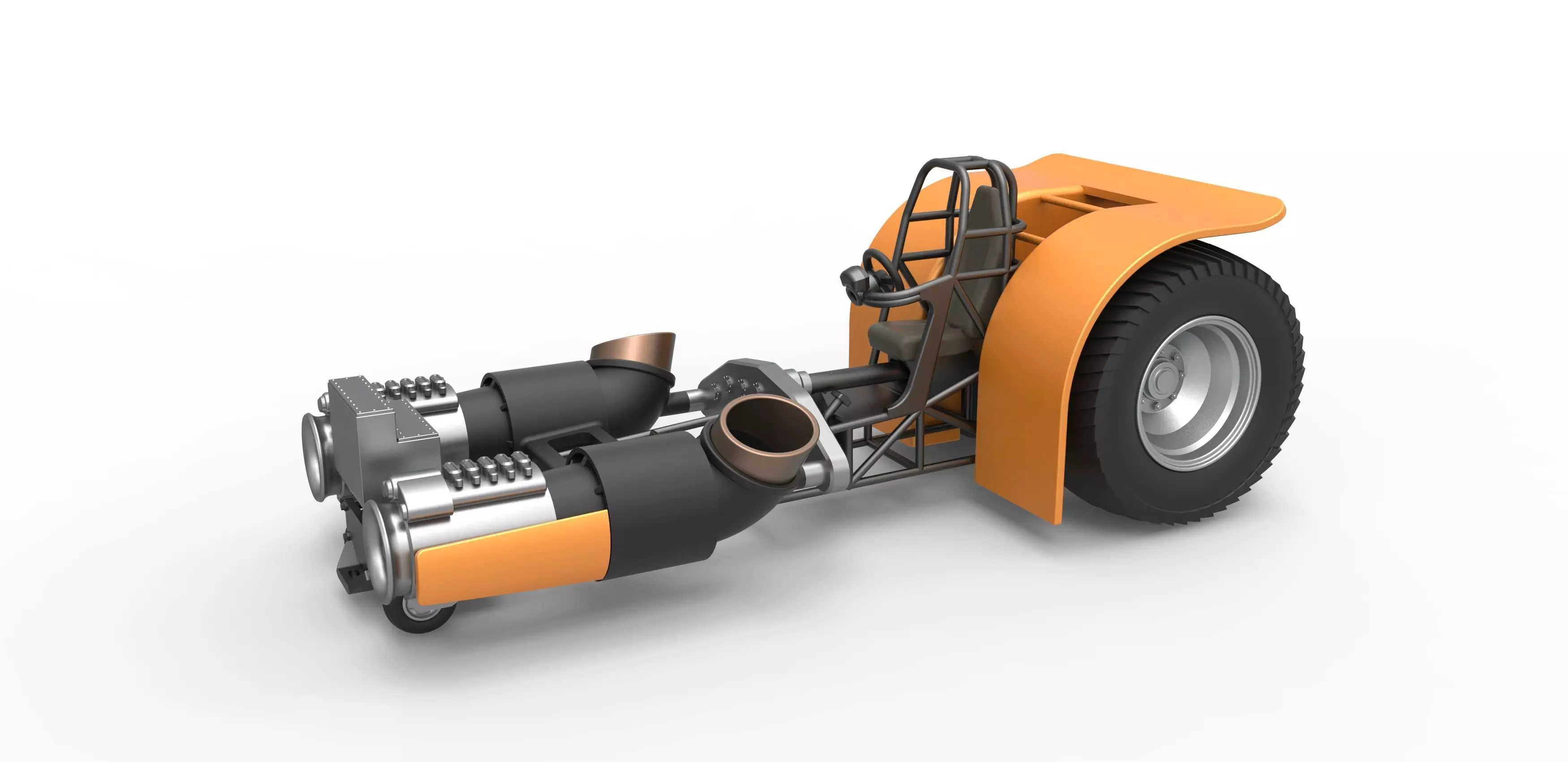 Pulling tractor with 2 jet engines Scale 1 to 25 3D print model_0