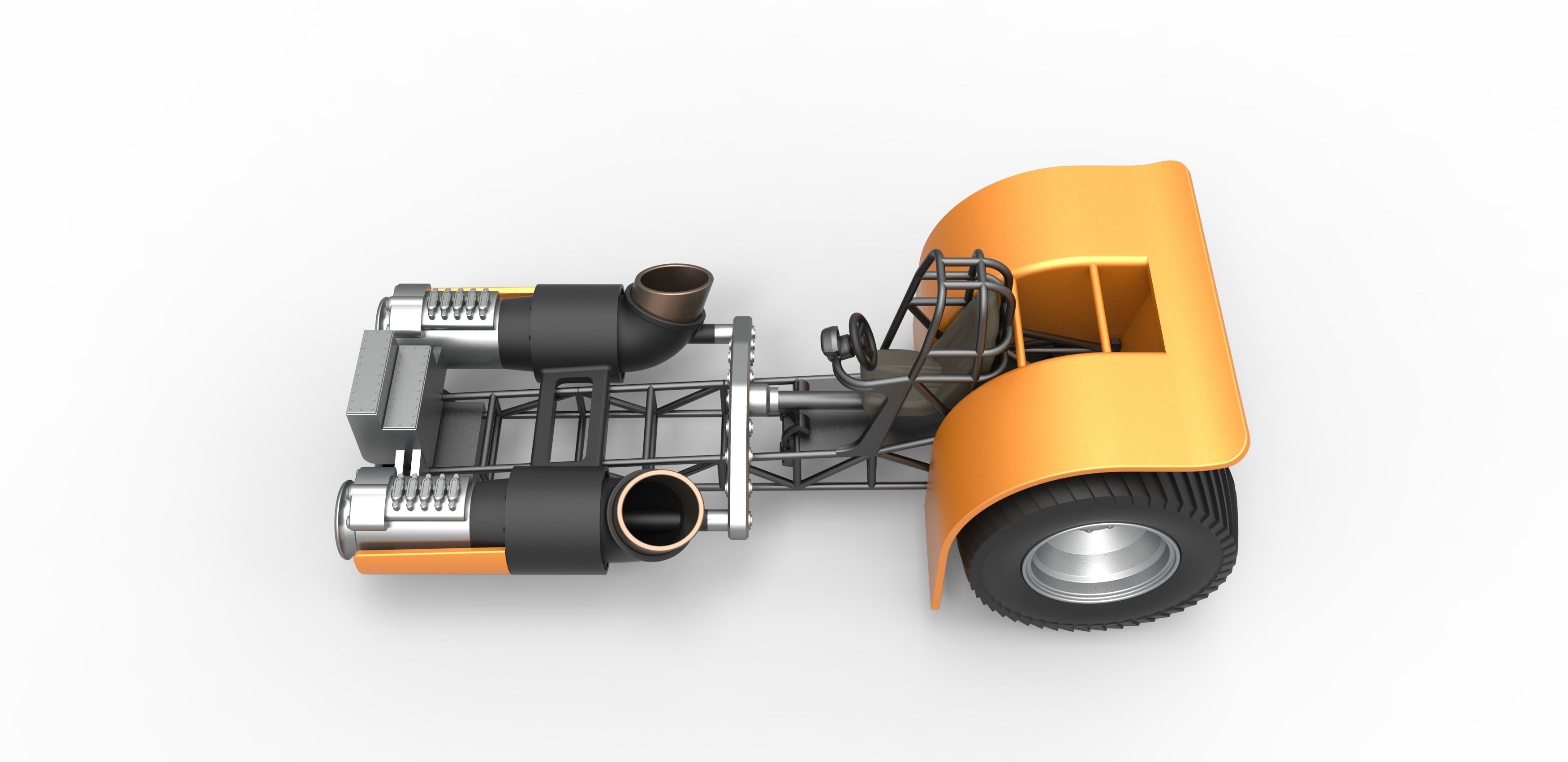 Pulling tractor with 2 jet engines Scale 1 to 25 3D print model_8