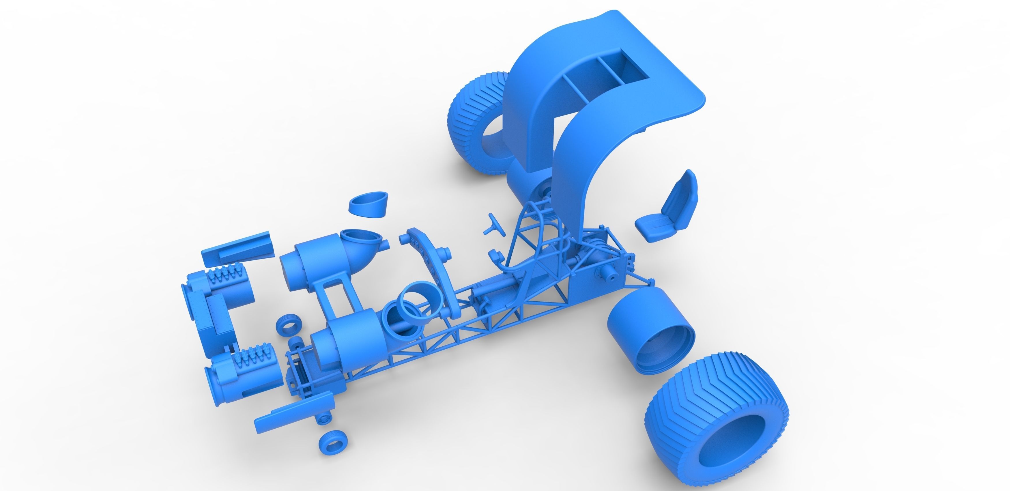 Pulling tractor with 2 jet engines Scale 1 to 25 3D print model_28