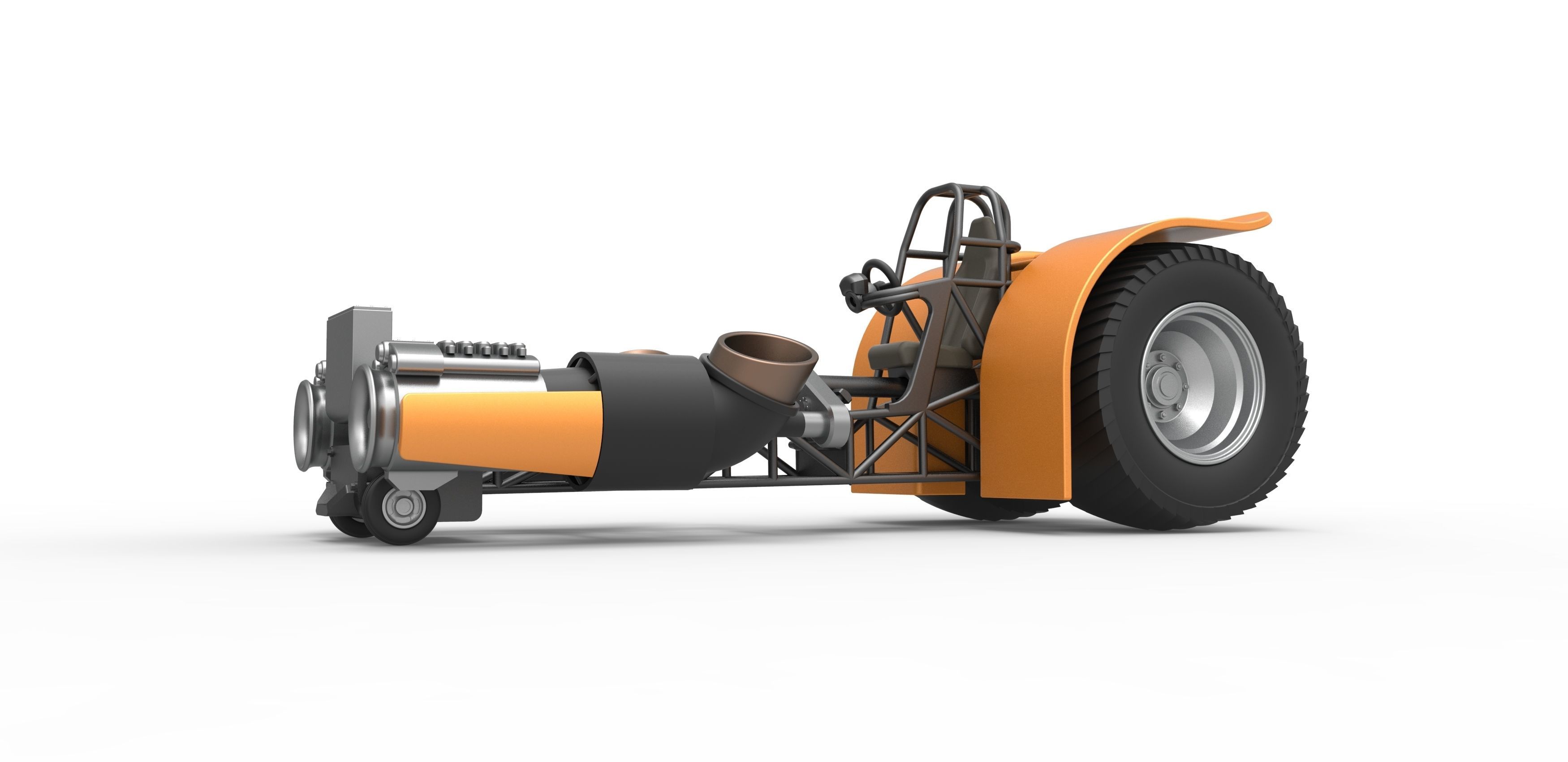 Pulling tractor with 2 jet engines Scale 1 to 25 3D print model_2