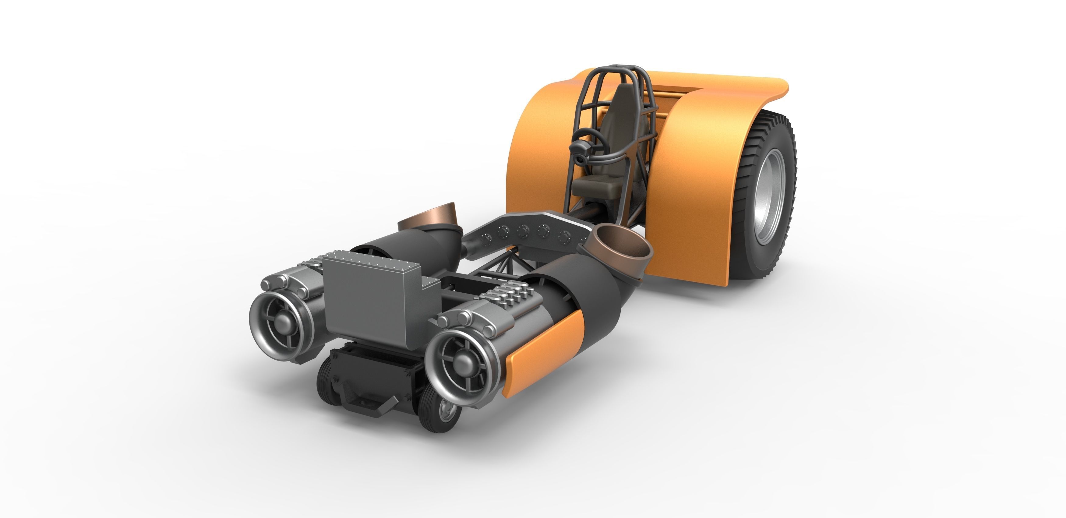 Pulling tractor with 2 jet engines Scale 1 to 25 3D print model_3