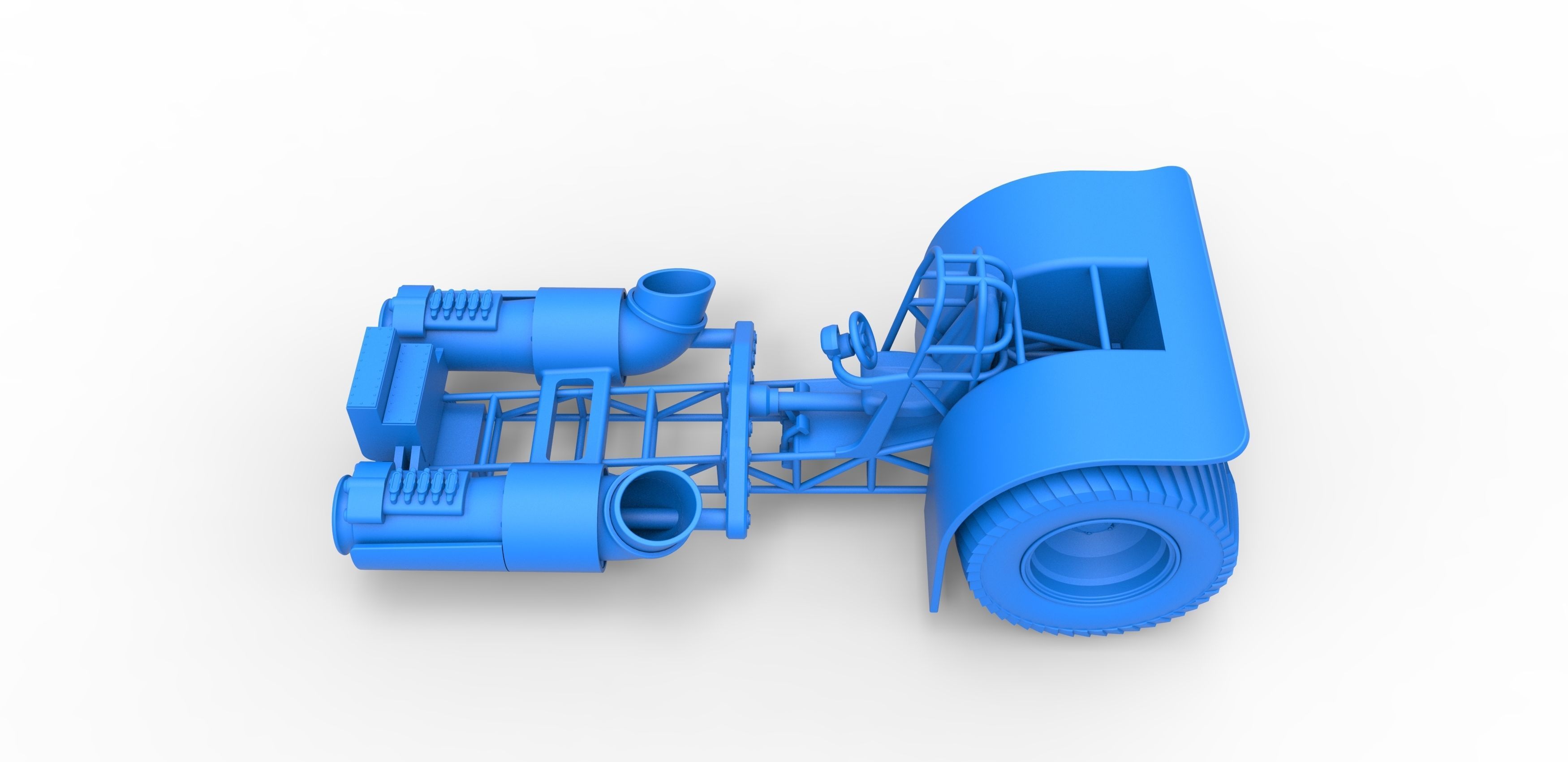 Pulling tractor with 2 jet engines Scale 1 to 25 3D print model_21