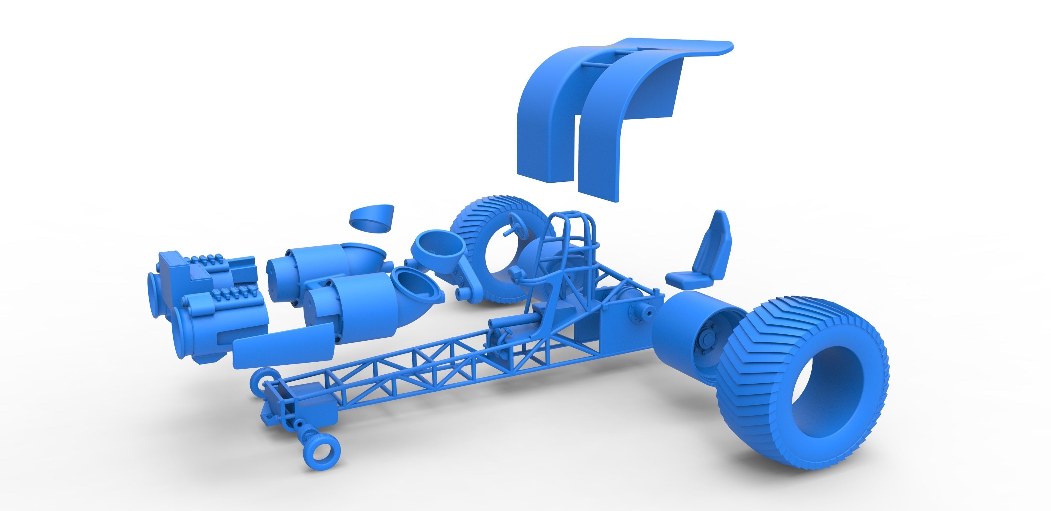 Pulling tractor with 2 jet engines Scale 1 to 25 3D print model_27