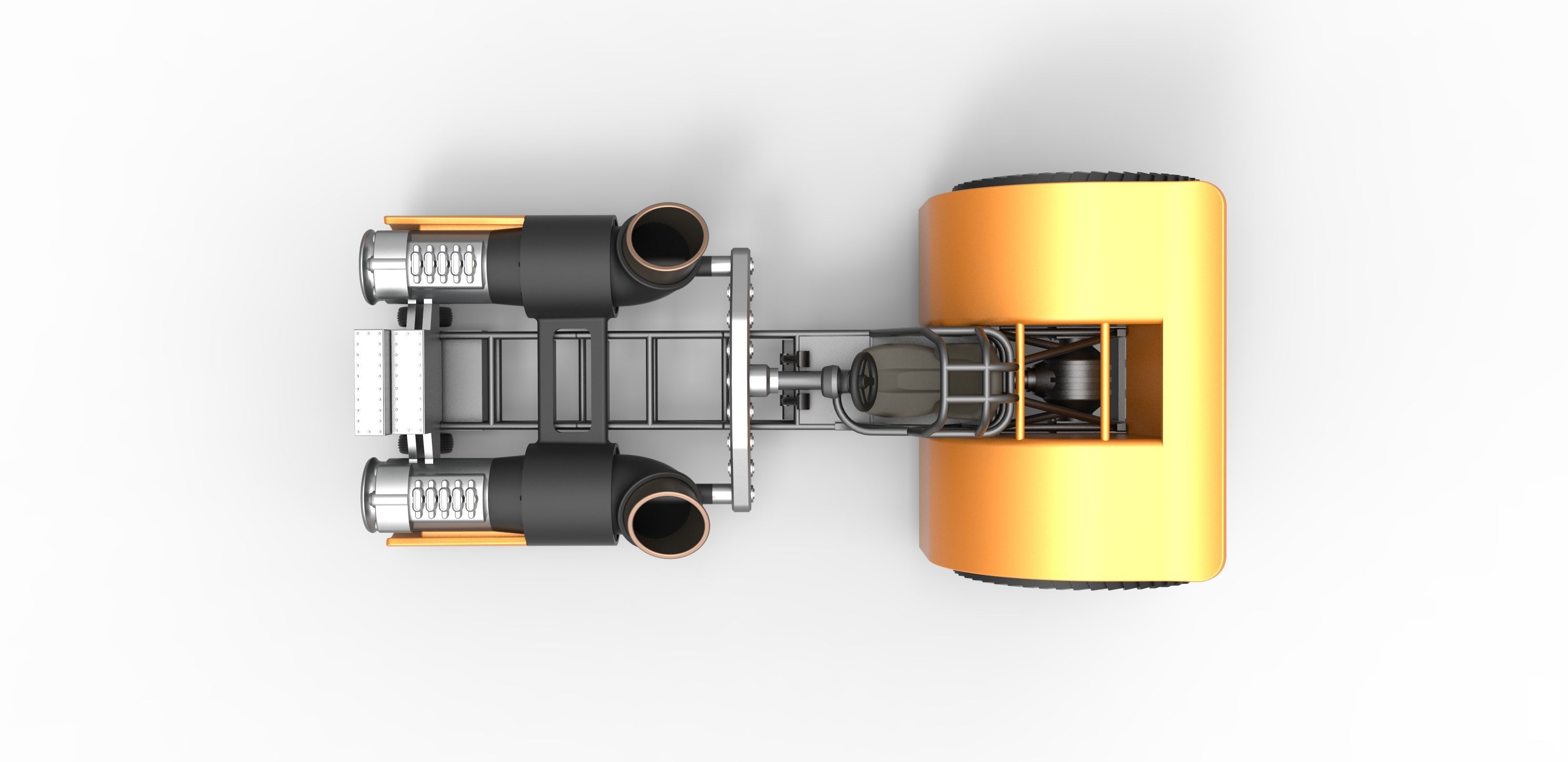 Pulling tractor with 2 jet engines Scale 1 to 25 3D print model_9