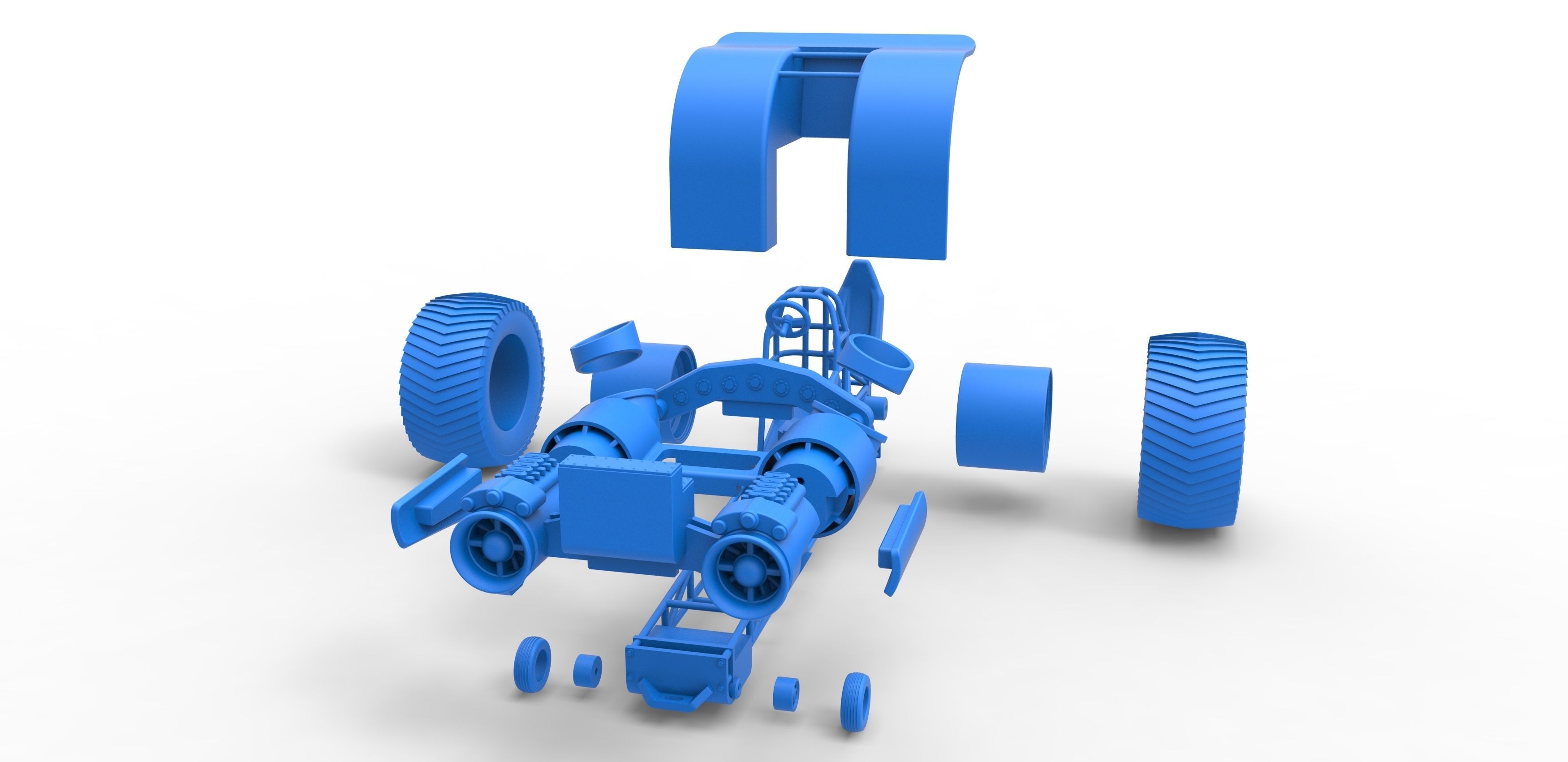 Pulling tractor with 2 jet engines Scale 1 to 25 3D print model_30