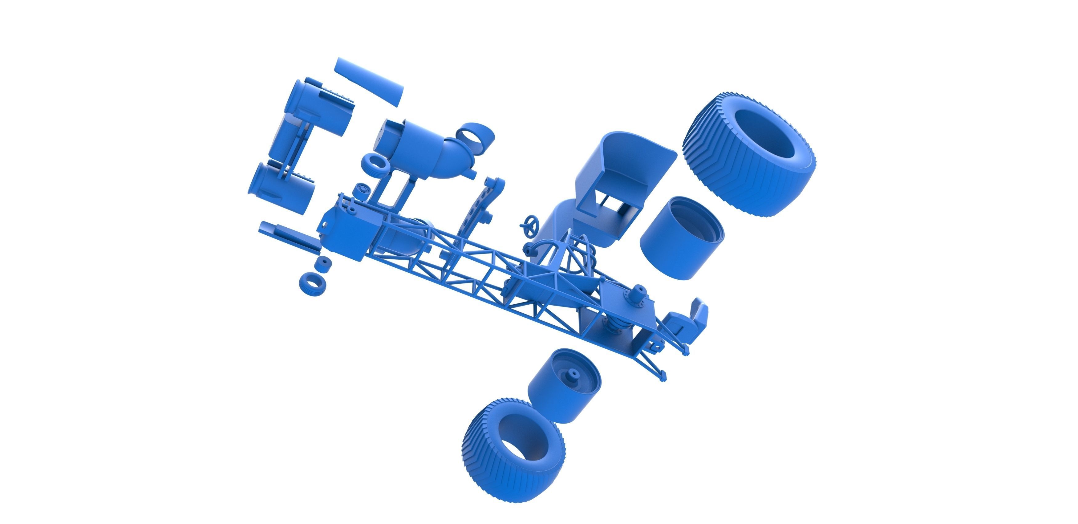 Pulling tractor with 2 jet engines Scale 1 to 25 3D print model_29