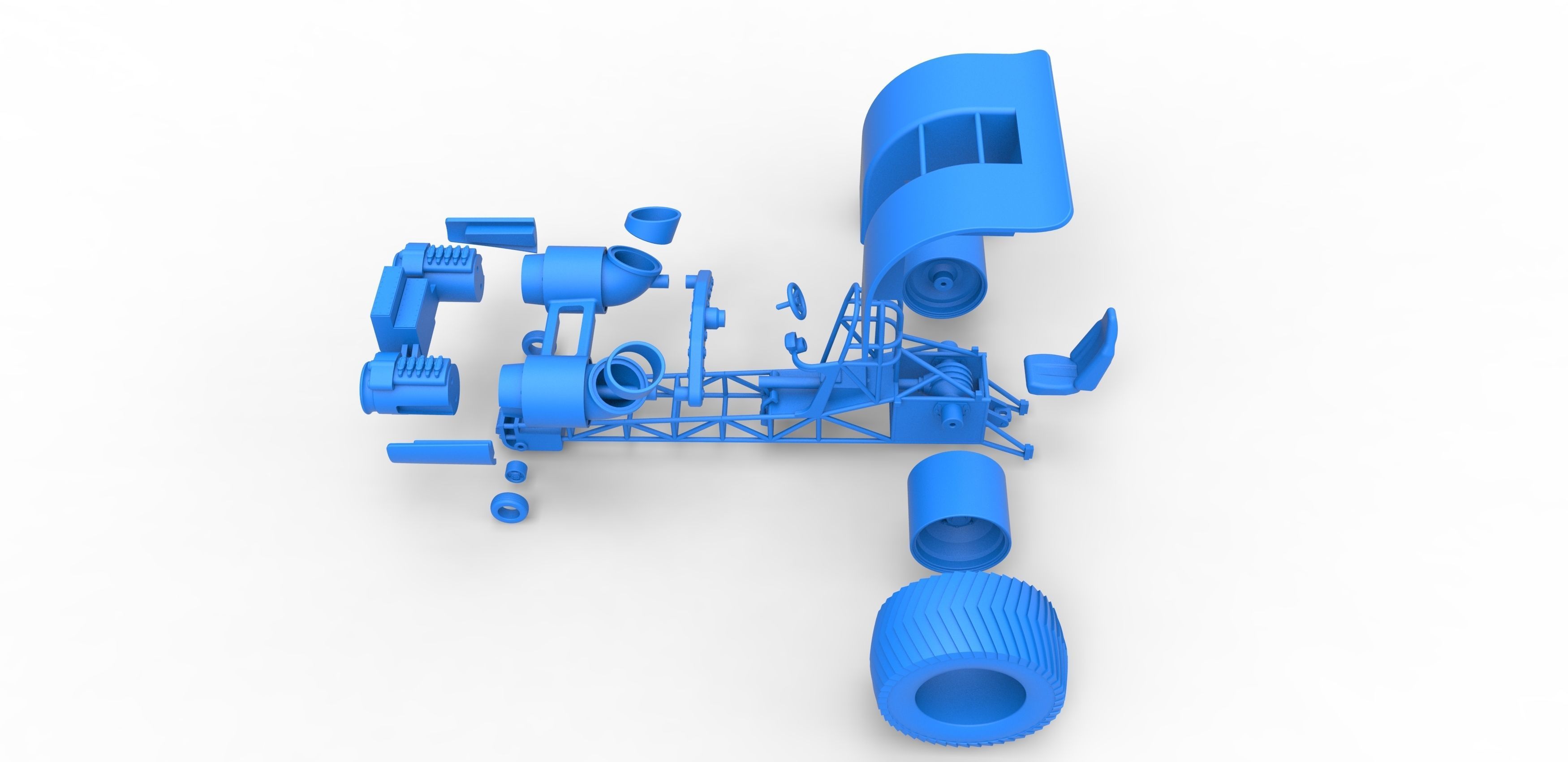 Pulling tractor with 2 jet engines Scale 1 to 25 3D print model_32