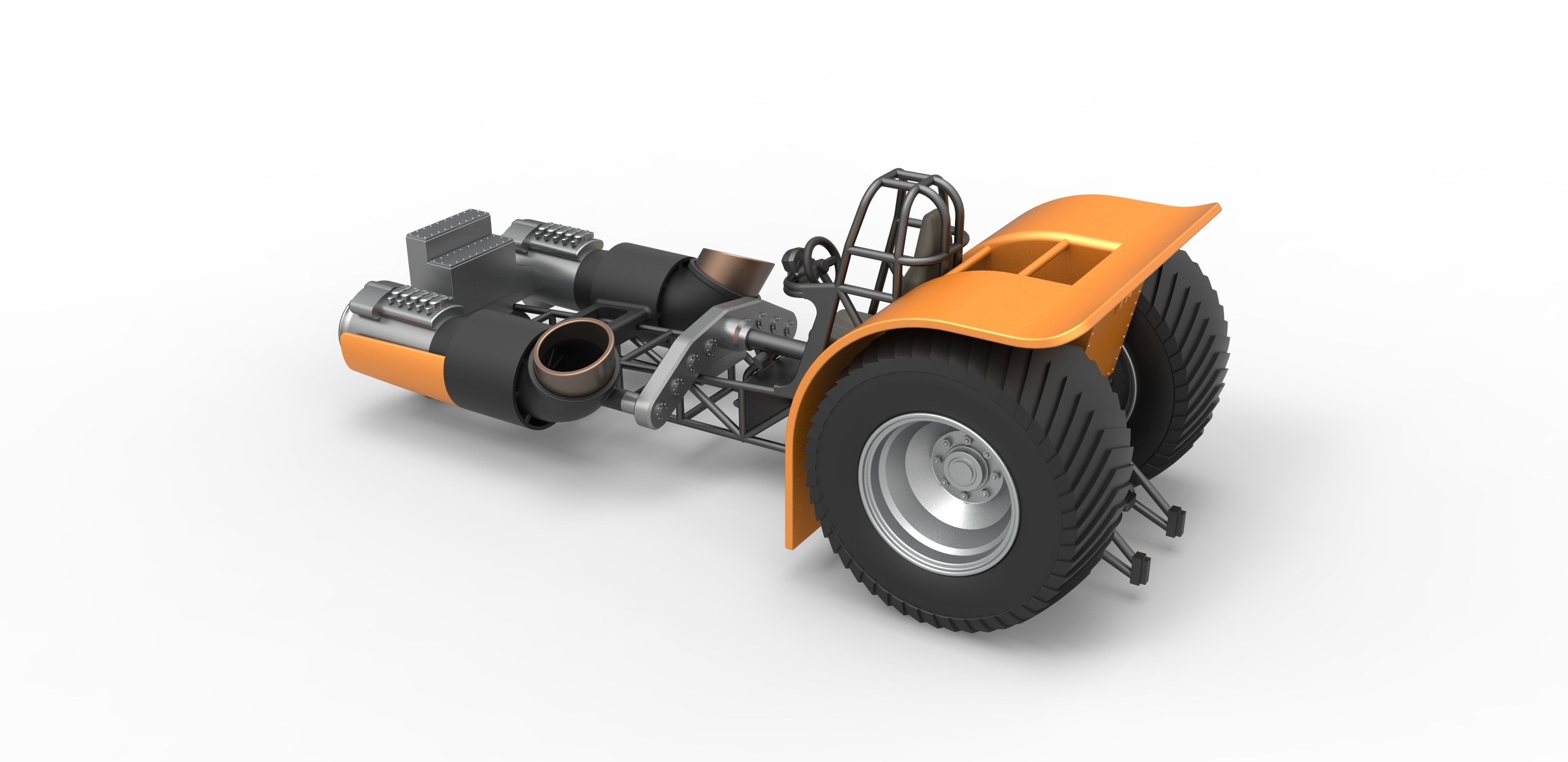 Pulling tractor with 2 jet engines Scale 1 to 25 3D print model_10