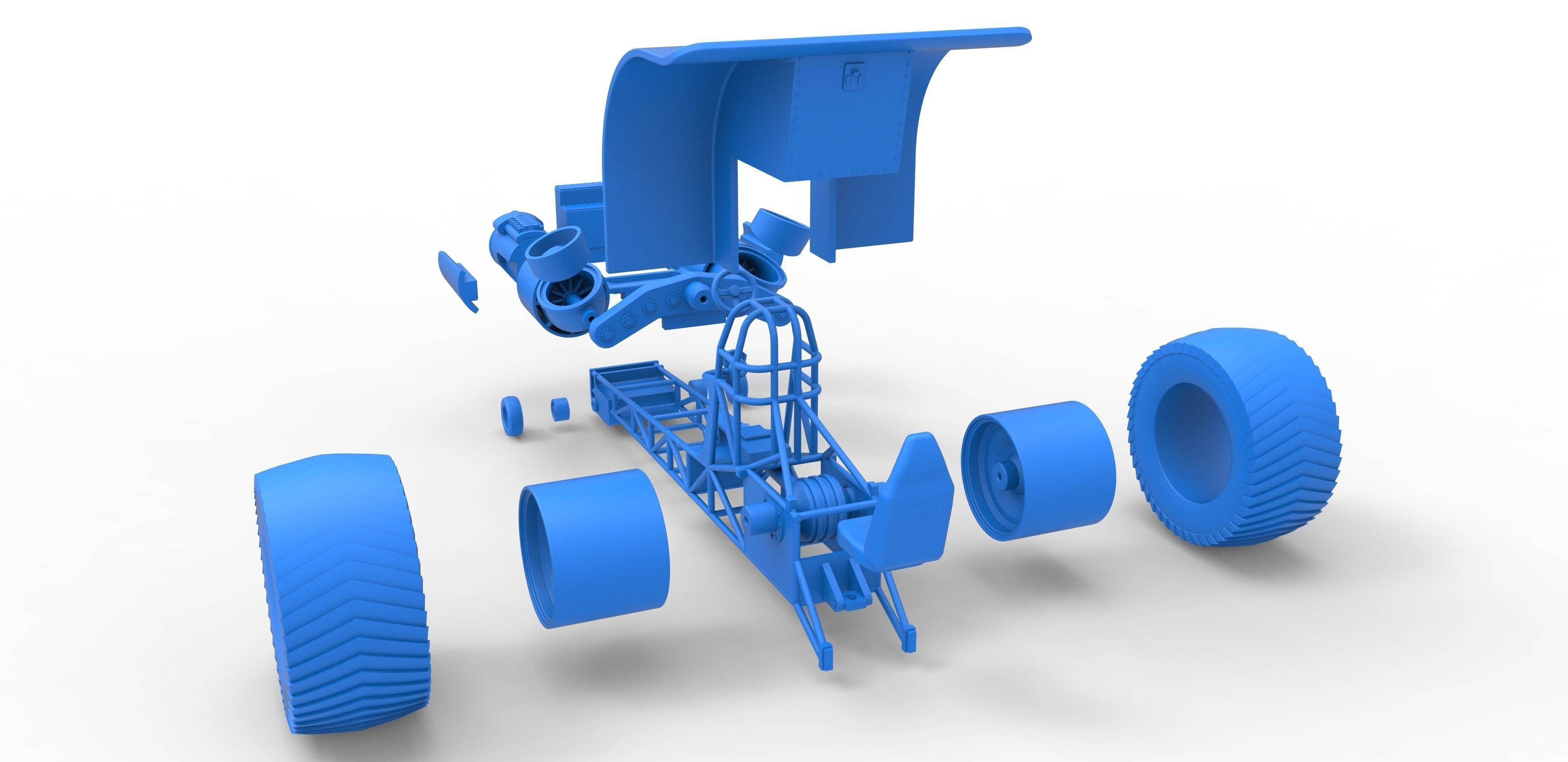 Pulling tractor with 2 jet engines Scale 1 to 25 3D print model_33