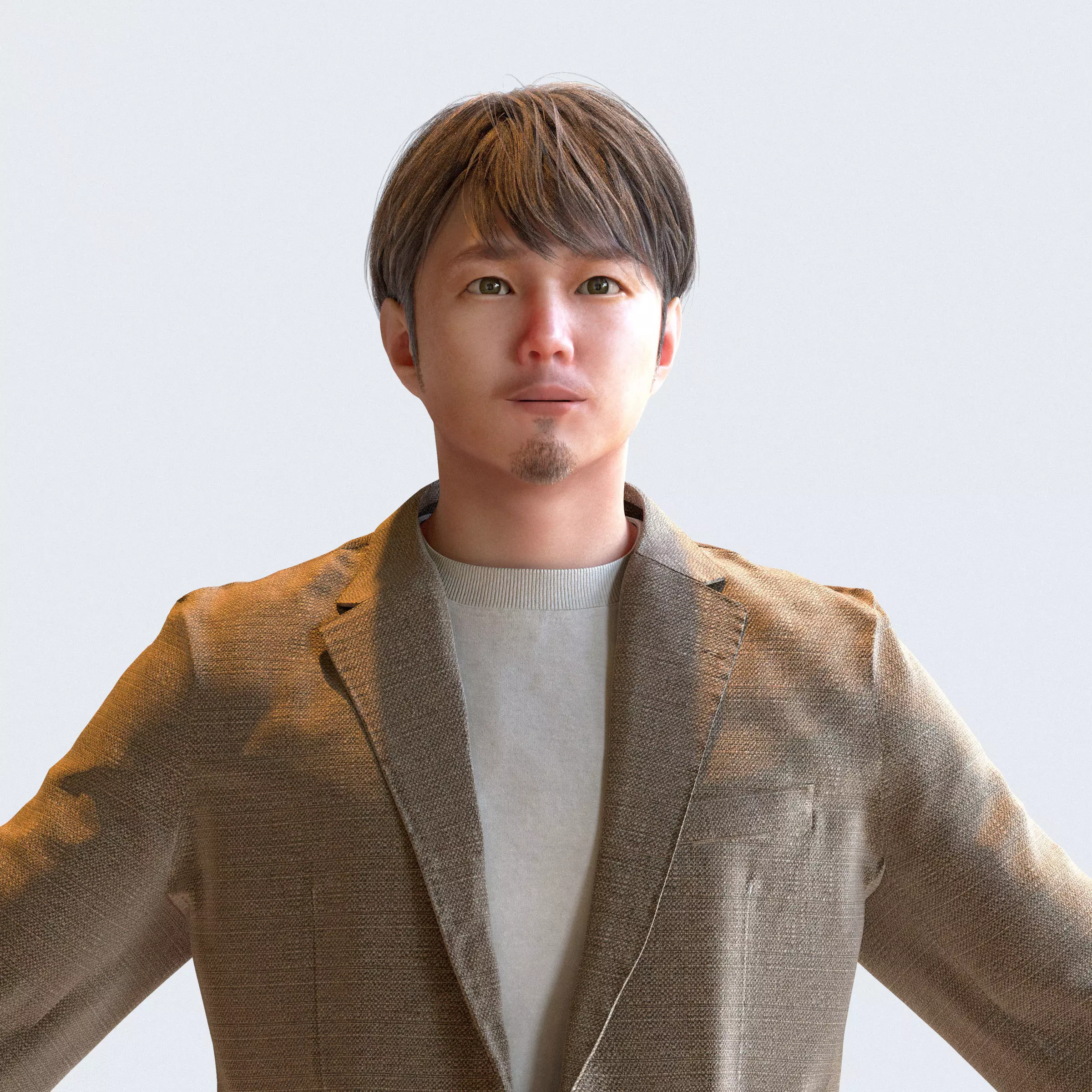 Asian Casual Man in A-pose 1 - C1-M1S A 3D model_0