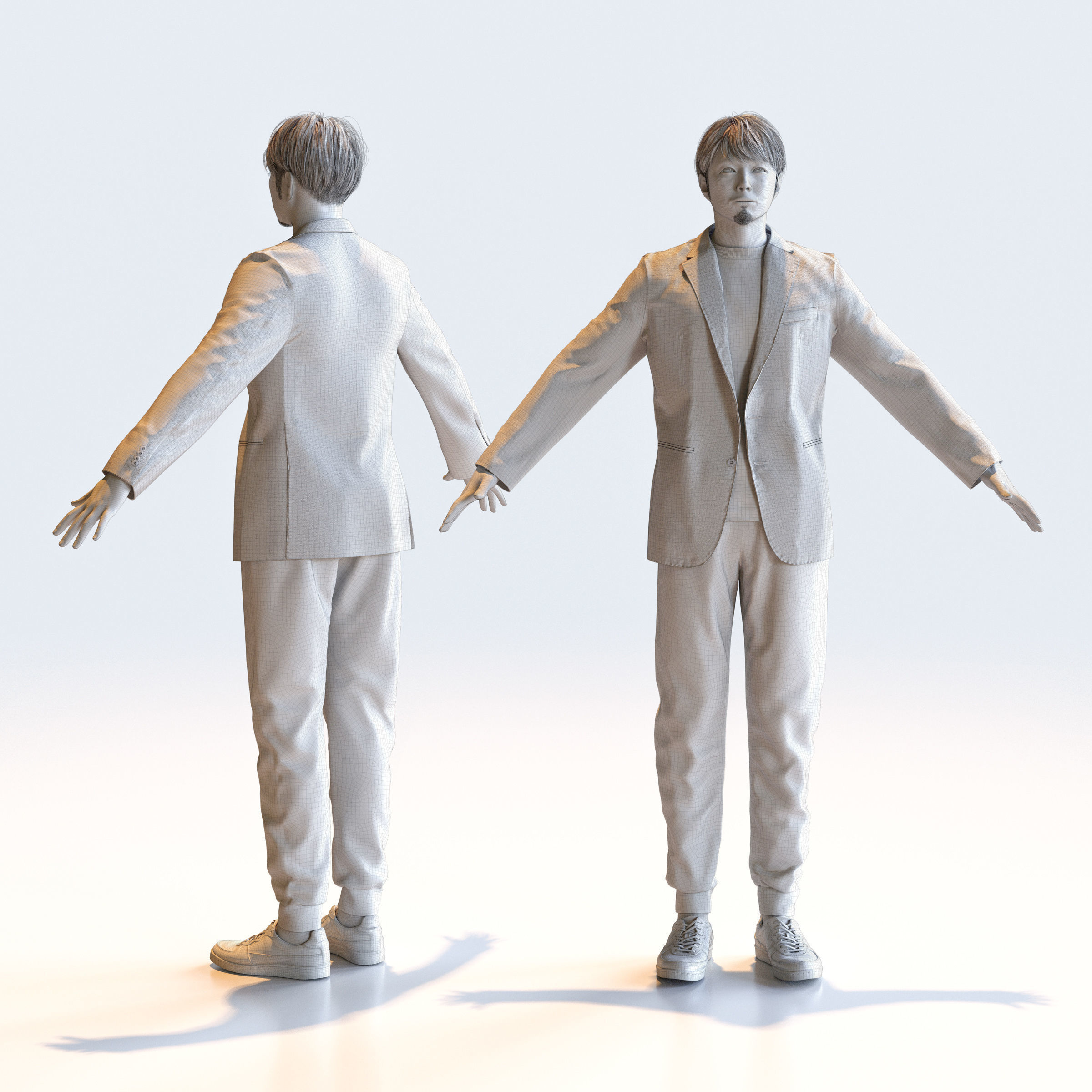 Asian Casual Man in A-pose 1 - C1-M1S A 3D model_2