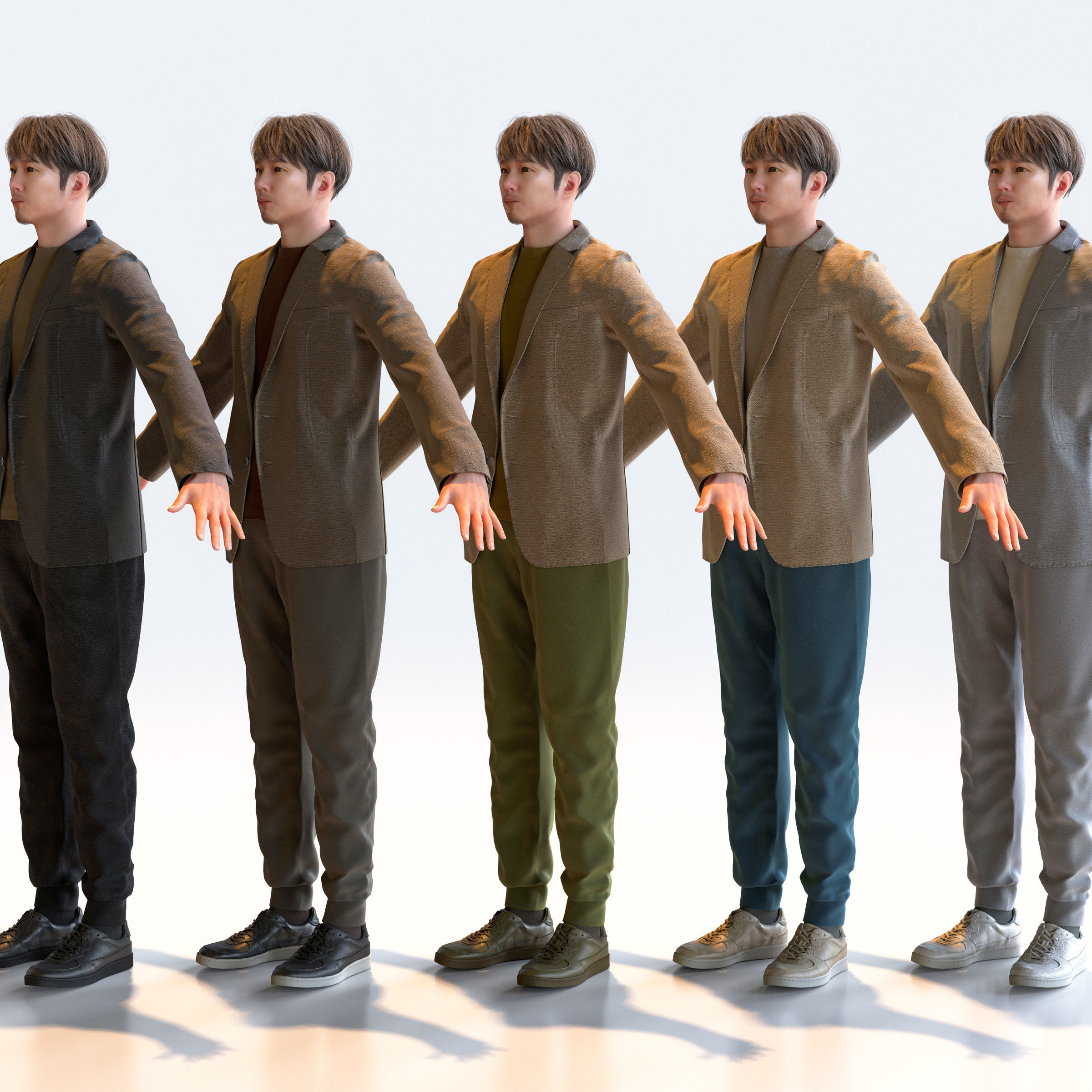 Asian Casual Man in A-pose 1 - C1-M1S A 3D model_4