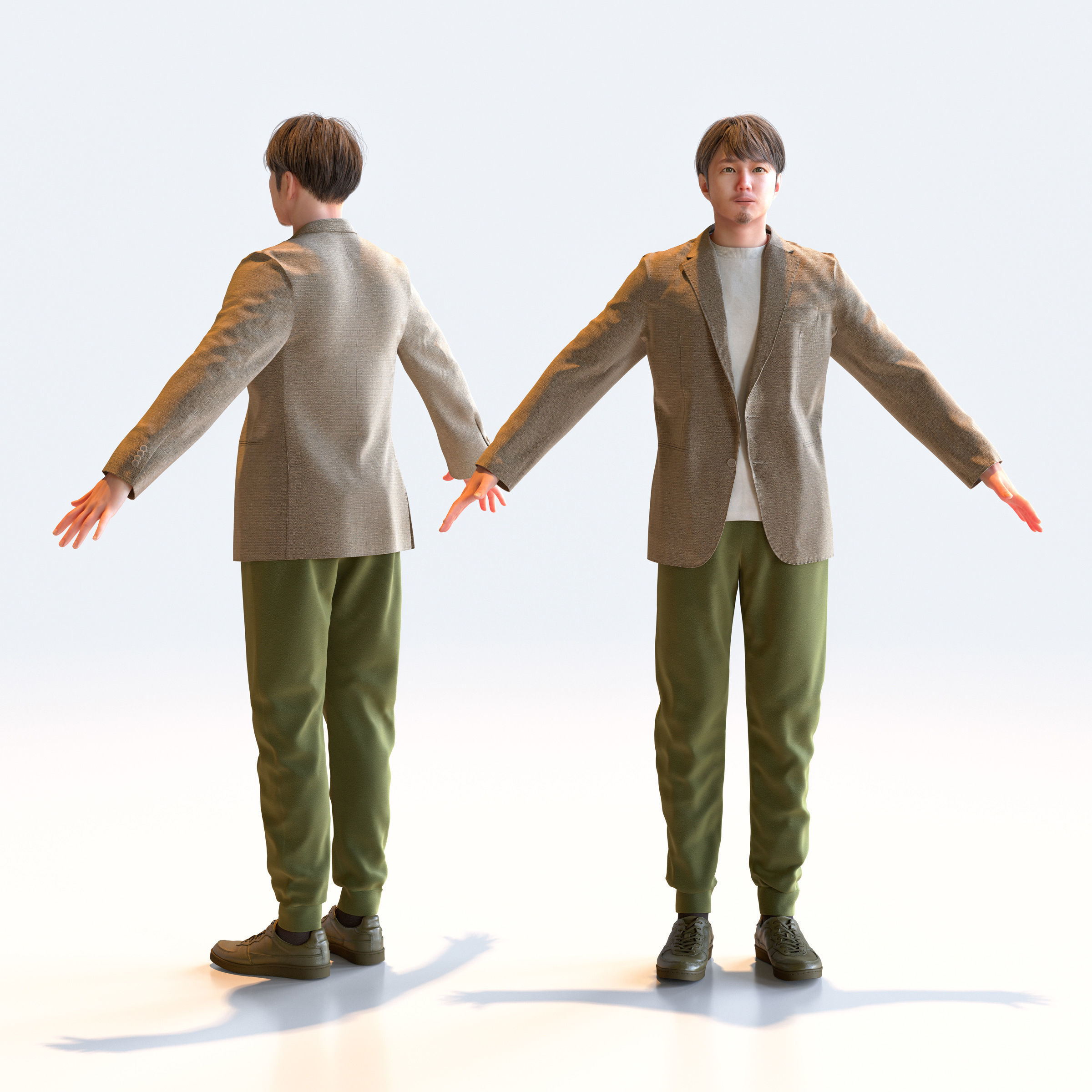 Asian Casual Man in A-pose 1 - C1-M1S A 3D model_1