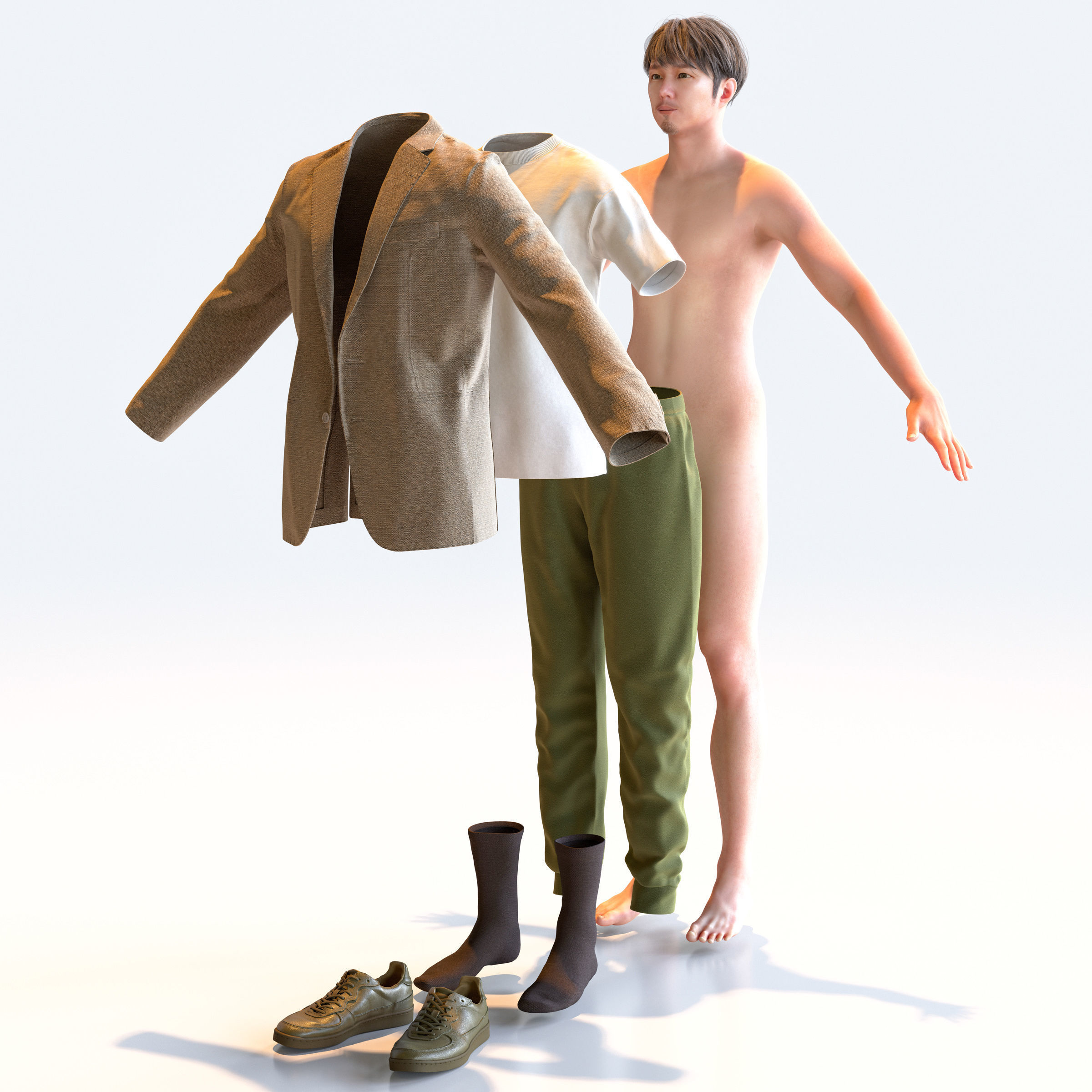 Asian Casual Man in A-pose 1 - C1-M1S A 3D model_5
