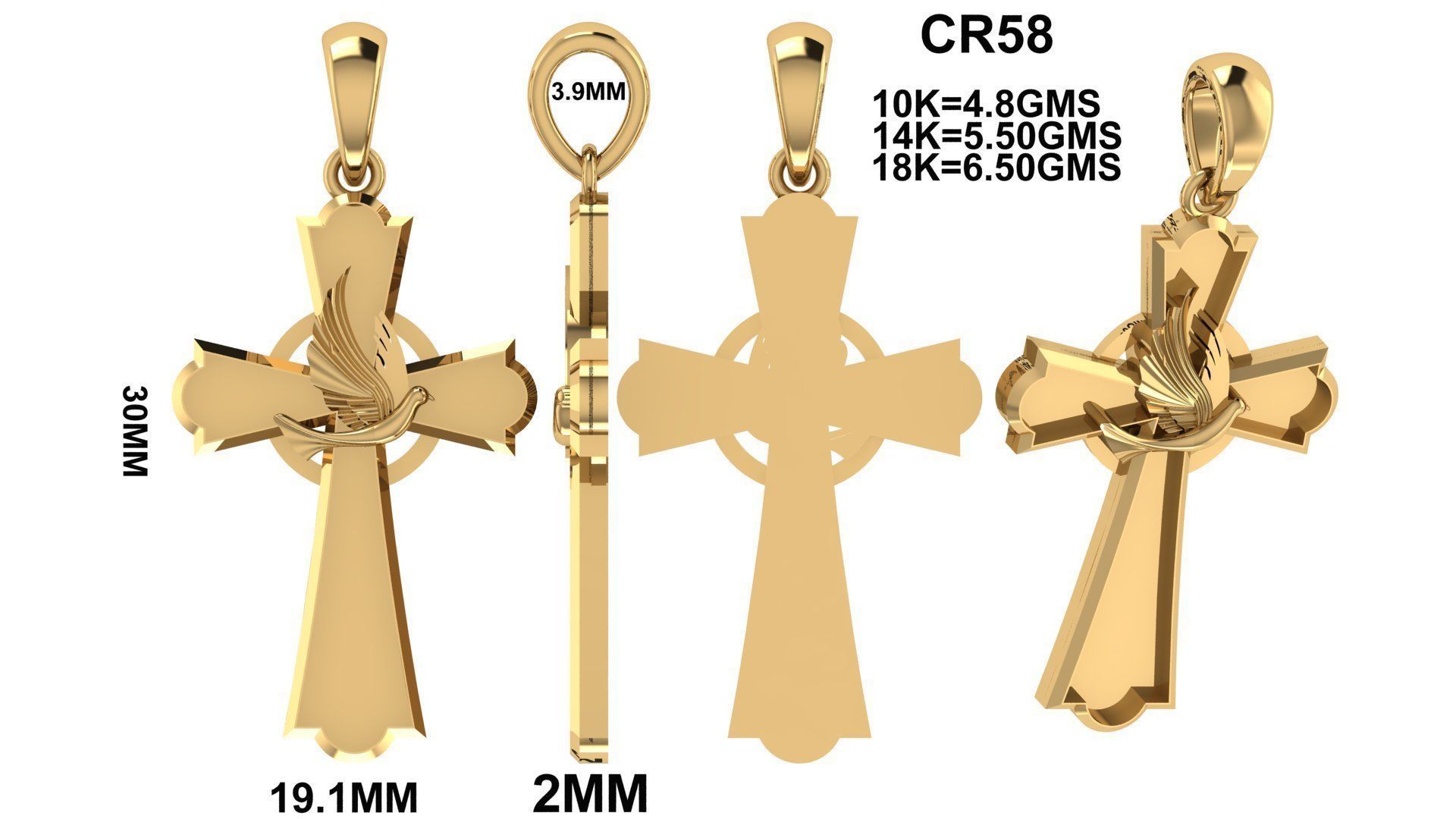 CROSS PENDANT CR58 3D print model_6