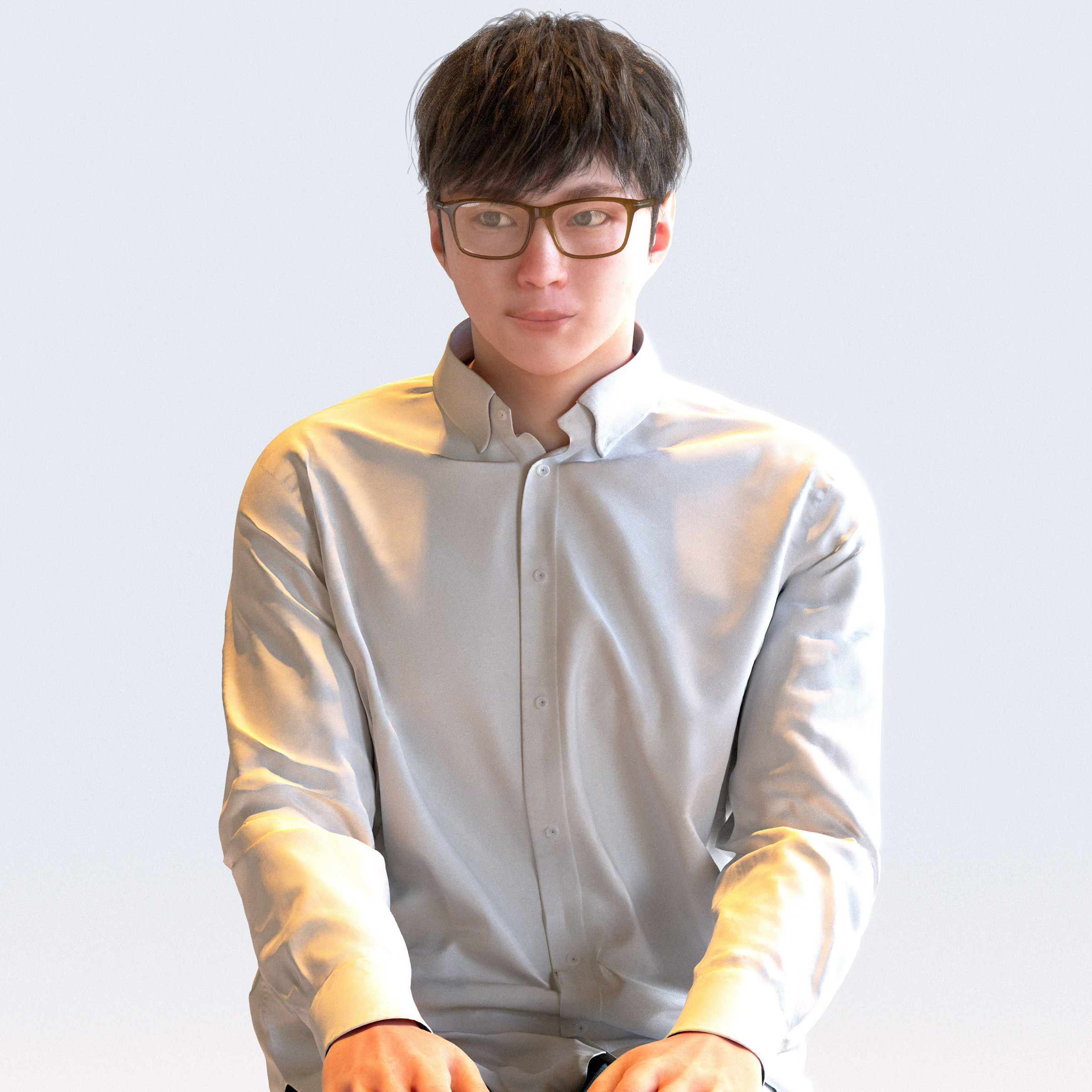 Posed Asian Casual Man - 5 Pack 2 - C1-M2E 3D model_2