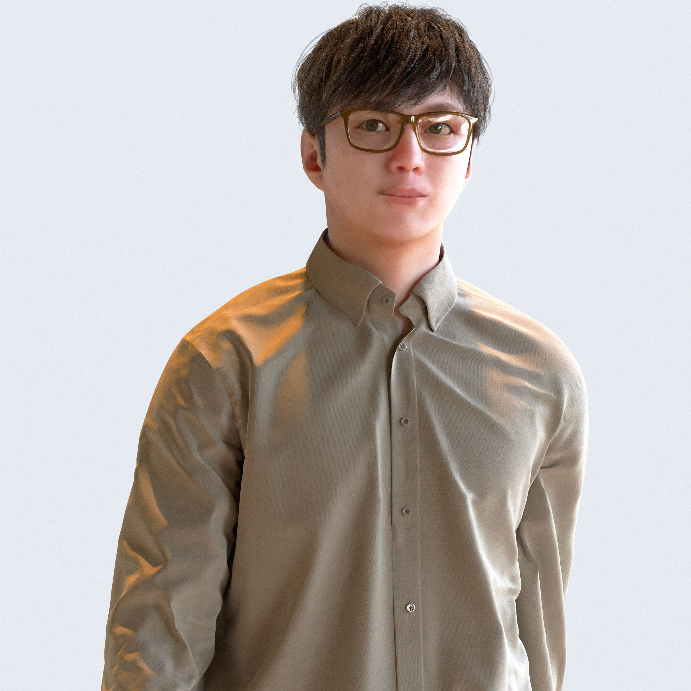 Posed Asian Casual Man - 5 Pack 2 - C1-M2E 3D model_14