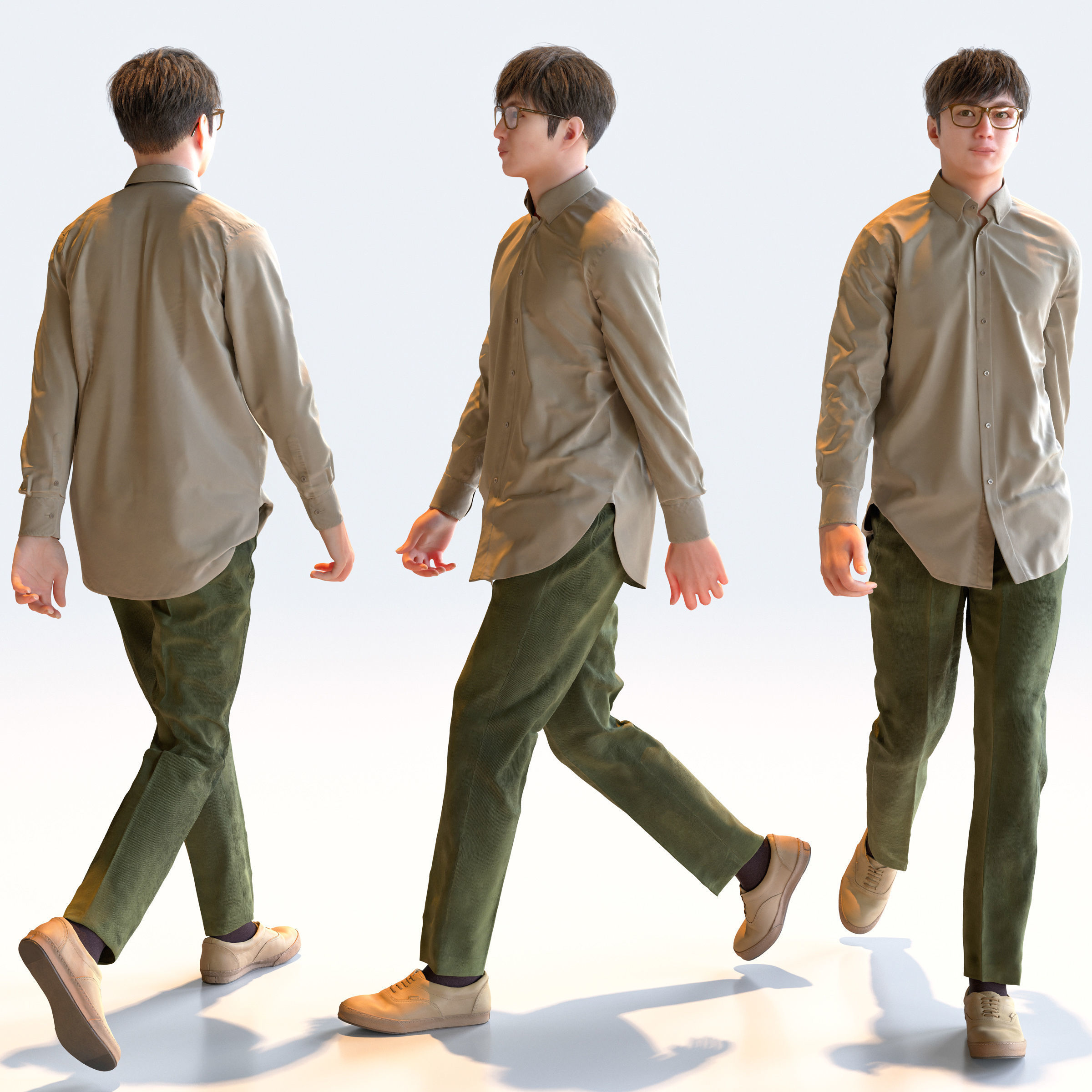 Posed Asian Casual Man - 5 Pack 2 - C1-M2E 3D model_15