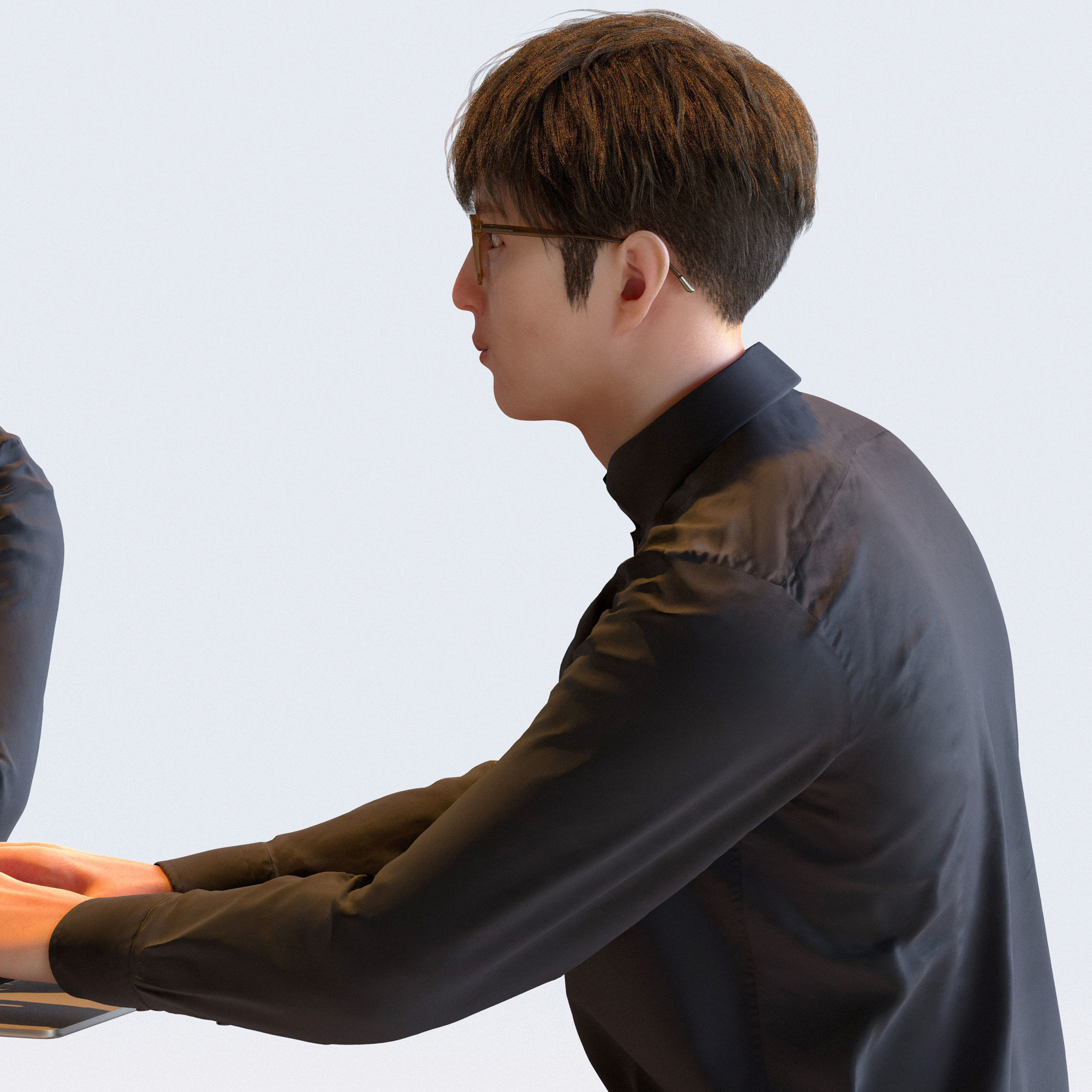 Posed Asian Casual Man - 5 Pack 2 - C1-M2E 3D model_18