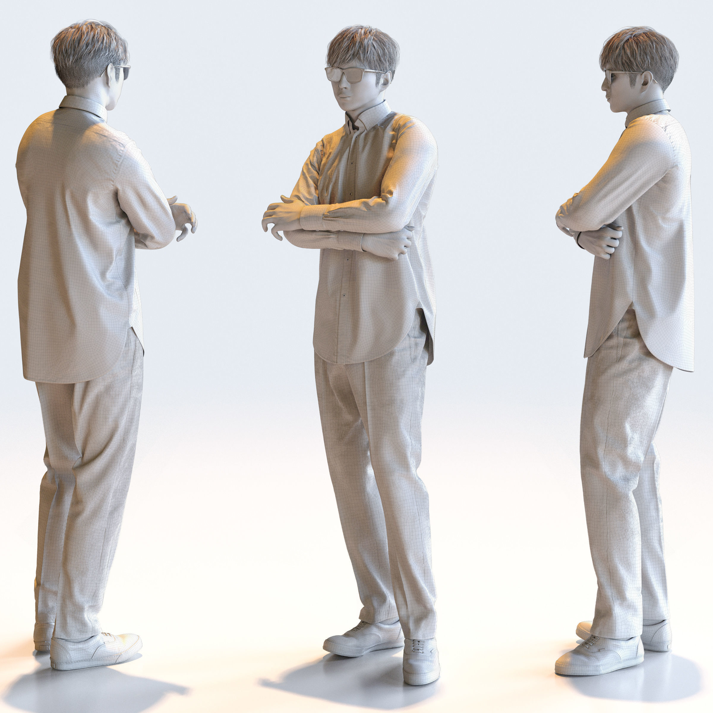 Posed Asian Casual Man - 5 Pack 2 - C1-M2E 3D model_8