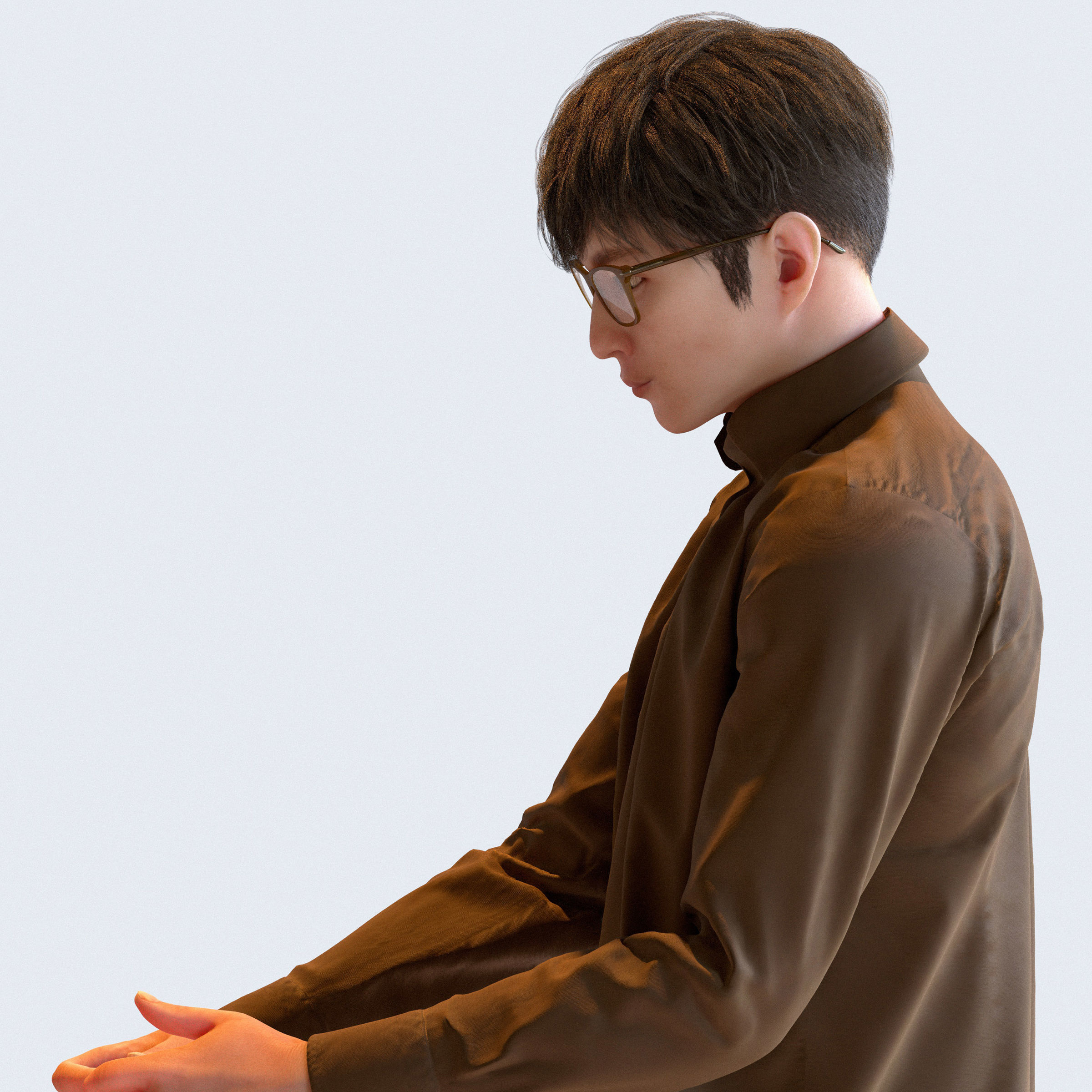 Posed Asian Casual Man - 5 Pack 2 - C1-M2E 3D model_10