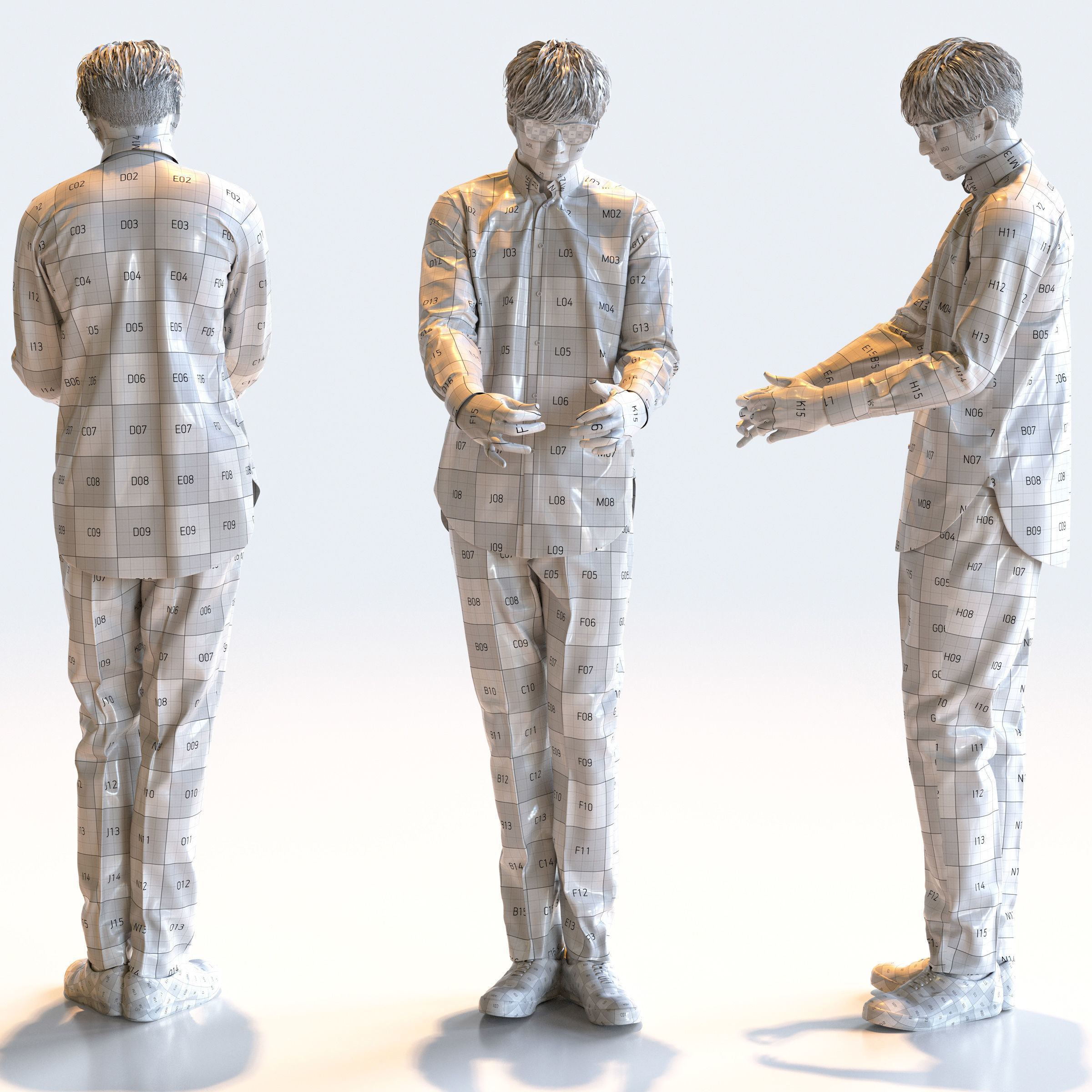 Posed Asian Casual Man - 5 Pack 2 - C1-M2E 3D model_13