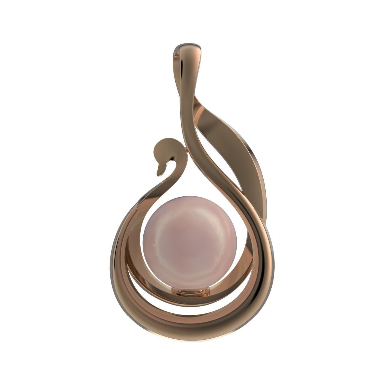 Pearl Pendant in the form of a swan 3D print model_5
