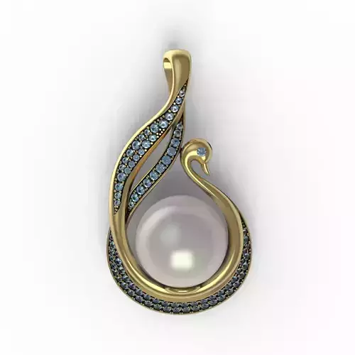 Pearl Pendant in the form of a swan 3D print model