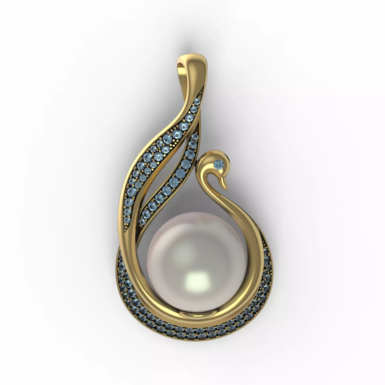 Pearl Pendant in the form of a swan 3D print model_0