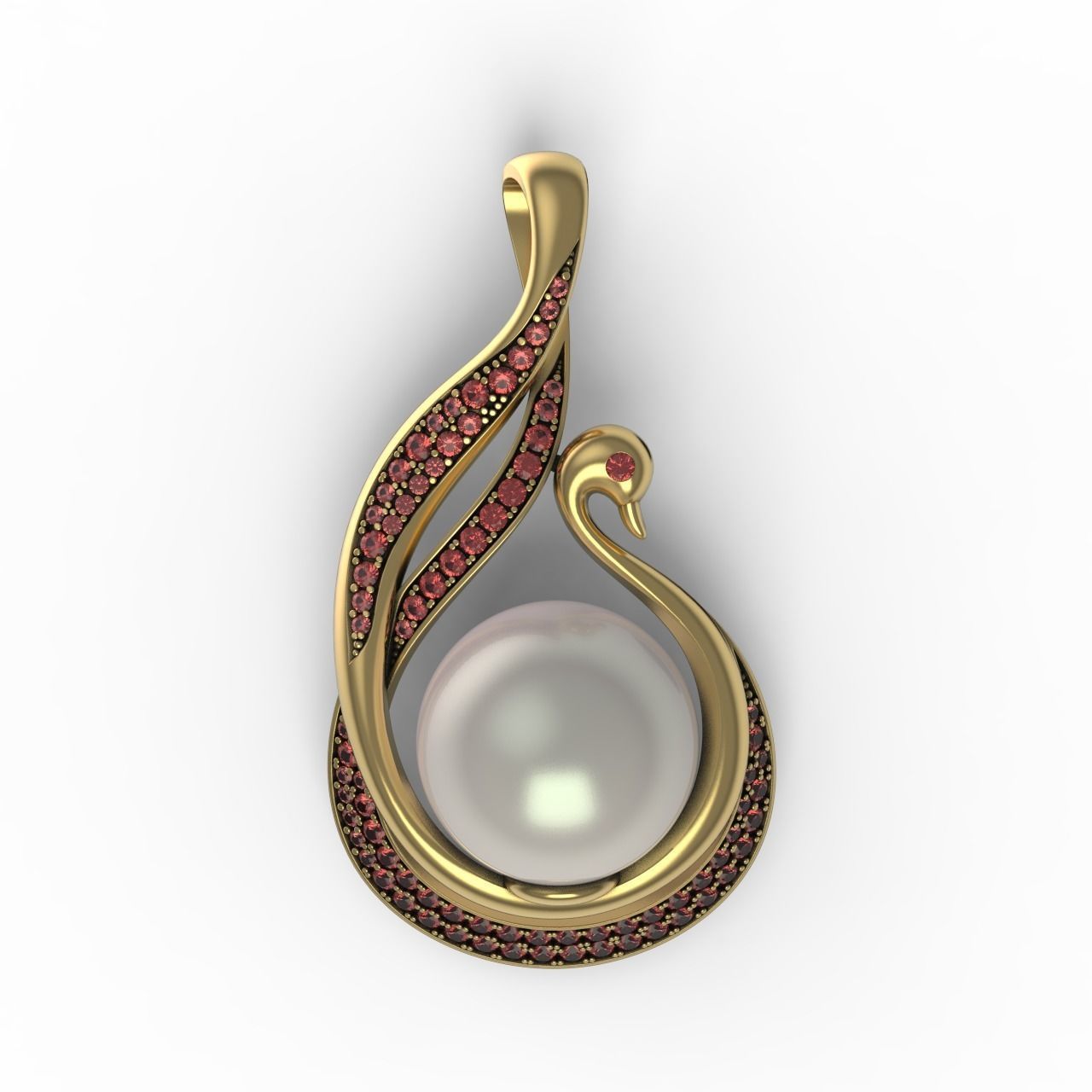 Pearl Pendant in the form of a swan 3D print model_7