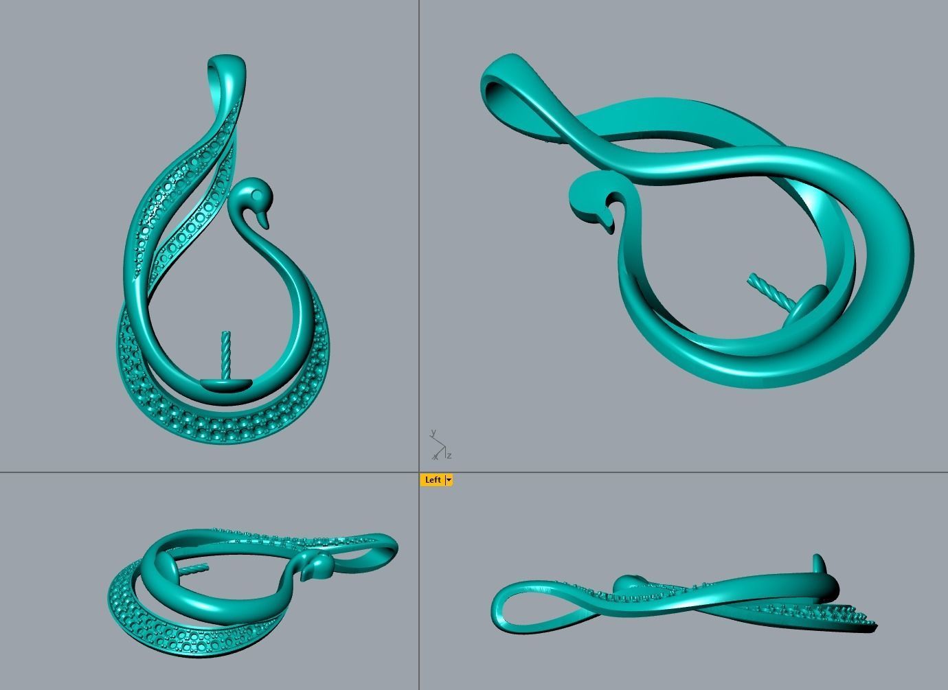 Pearl Pendant in the form of a swan 3D print model_13