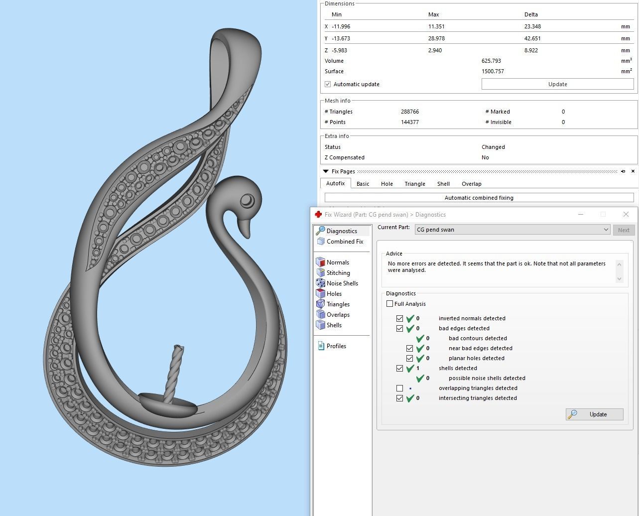 Pearl Pendant in the form of a swan 3D print model_11