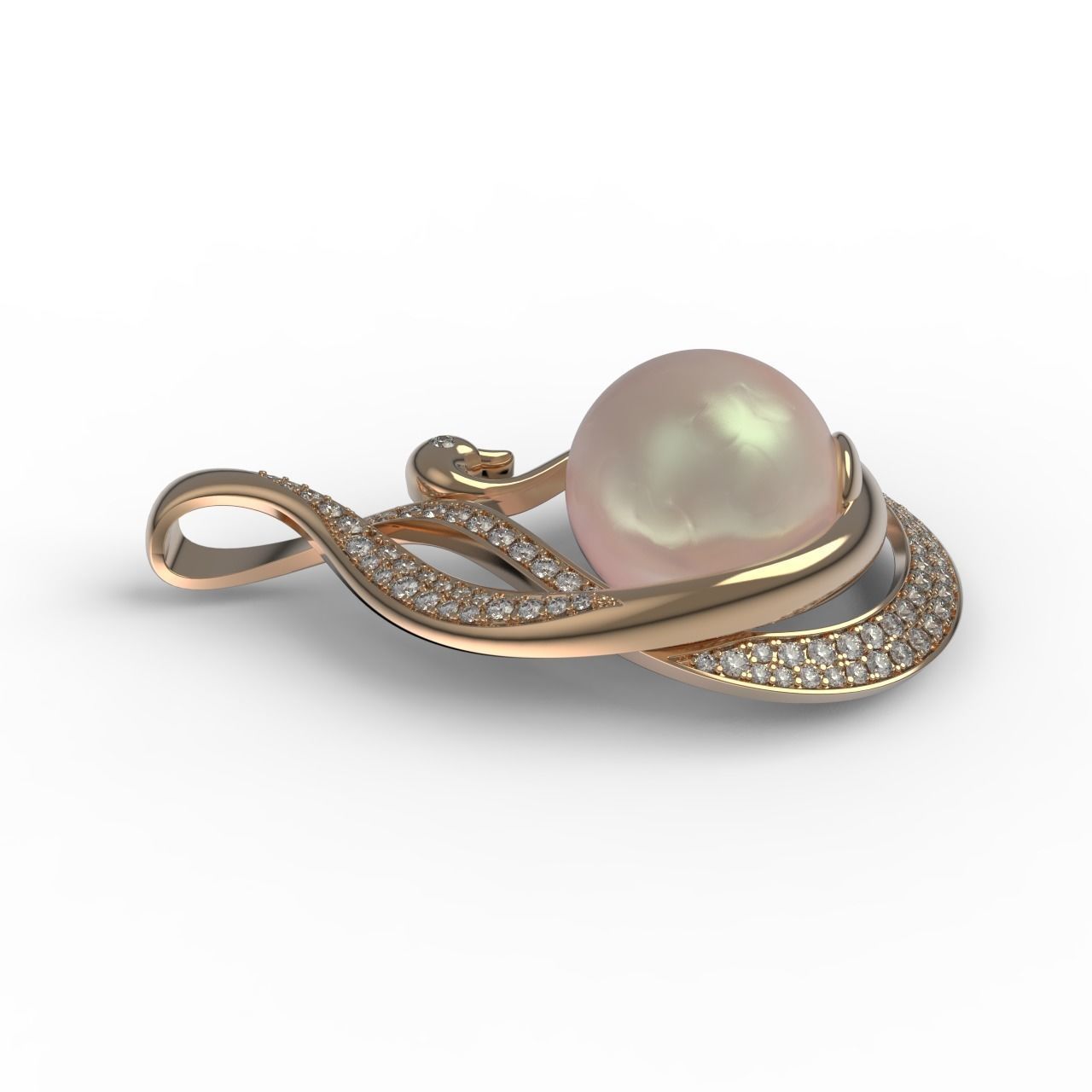 Pearl Pendant in the form of a swan 3D print model_3