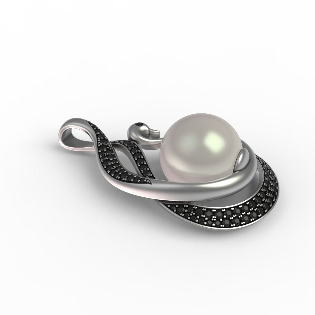 Pearl Pendant in the form of a swan 3D print model_12