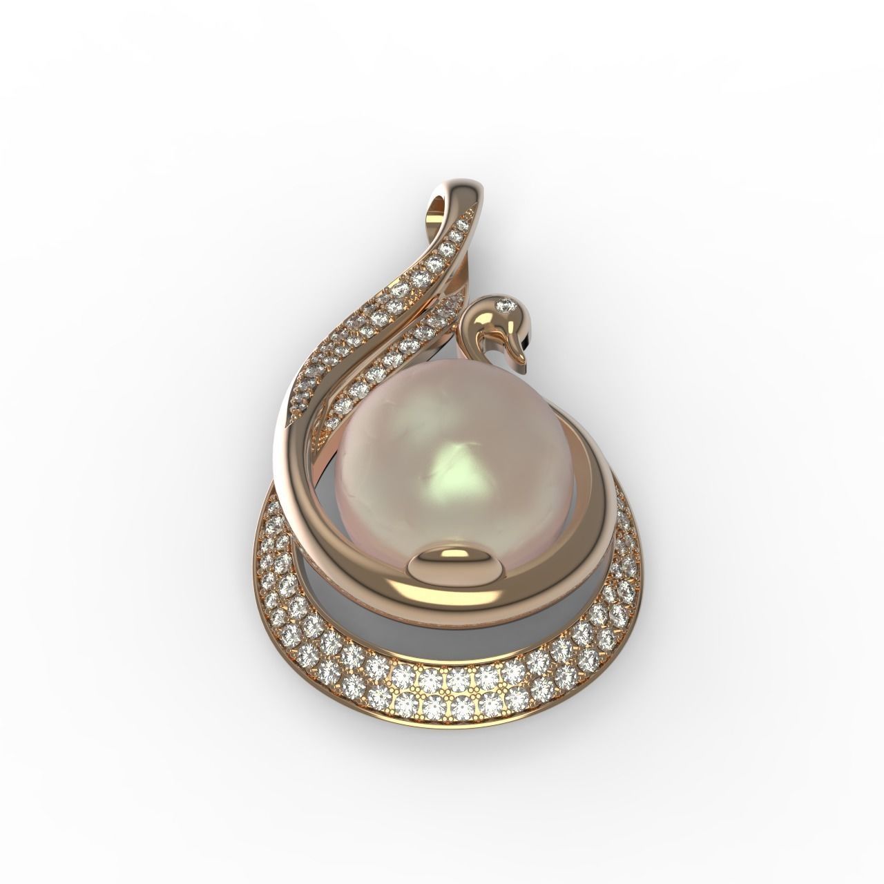 Pearl Pendant in the form of a swan 3D print model_6