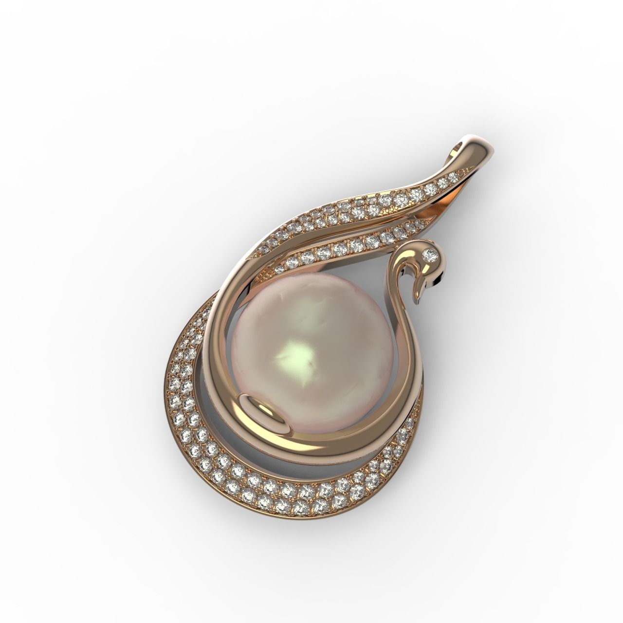 Pearl Pendant in the form of a swan 3D print model_4