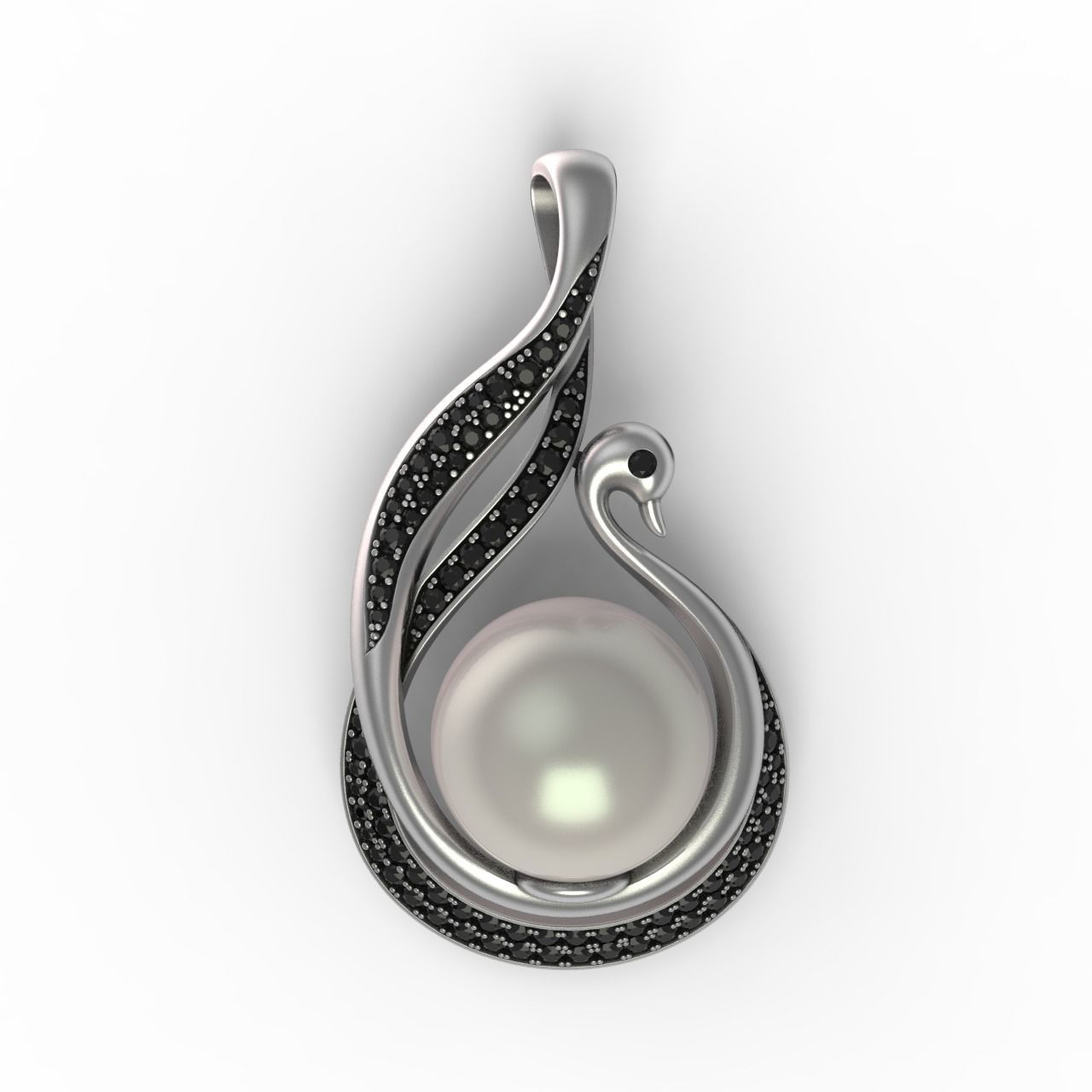 Pearl Pendant in the form of a swan 3D print model_8