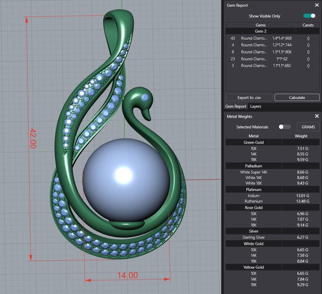 Pearl Pendant in the form of a swan 3D print model_9