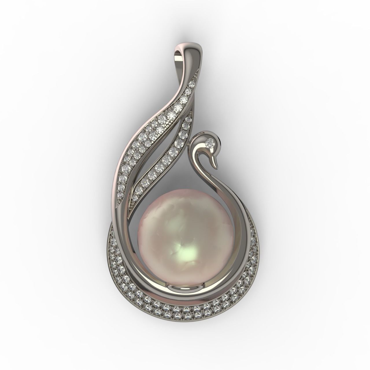 Pearl Pendant in the form of a swan 3D print model_2