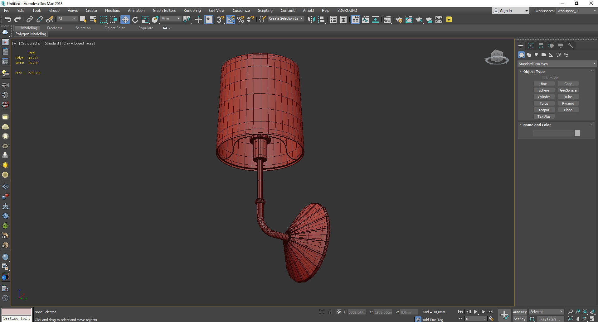 Parasol Sconce Low-poly 3D model_3